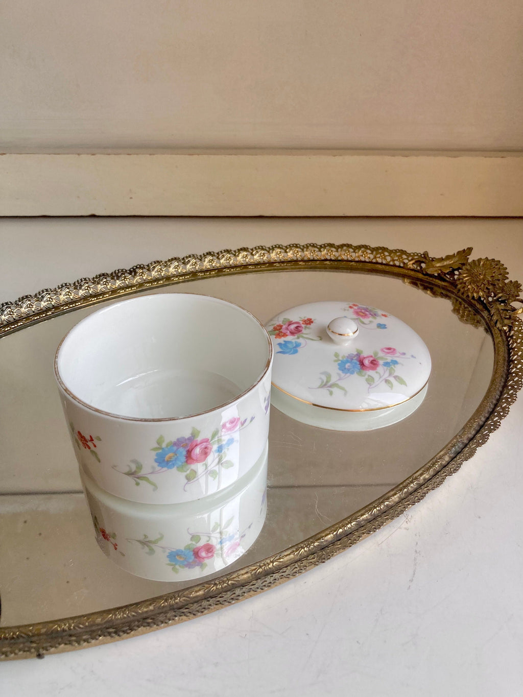 Vintage Hammersley & Co Bone China Floral Lidded Canister - made in England