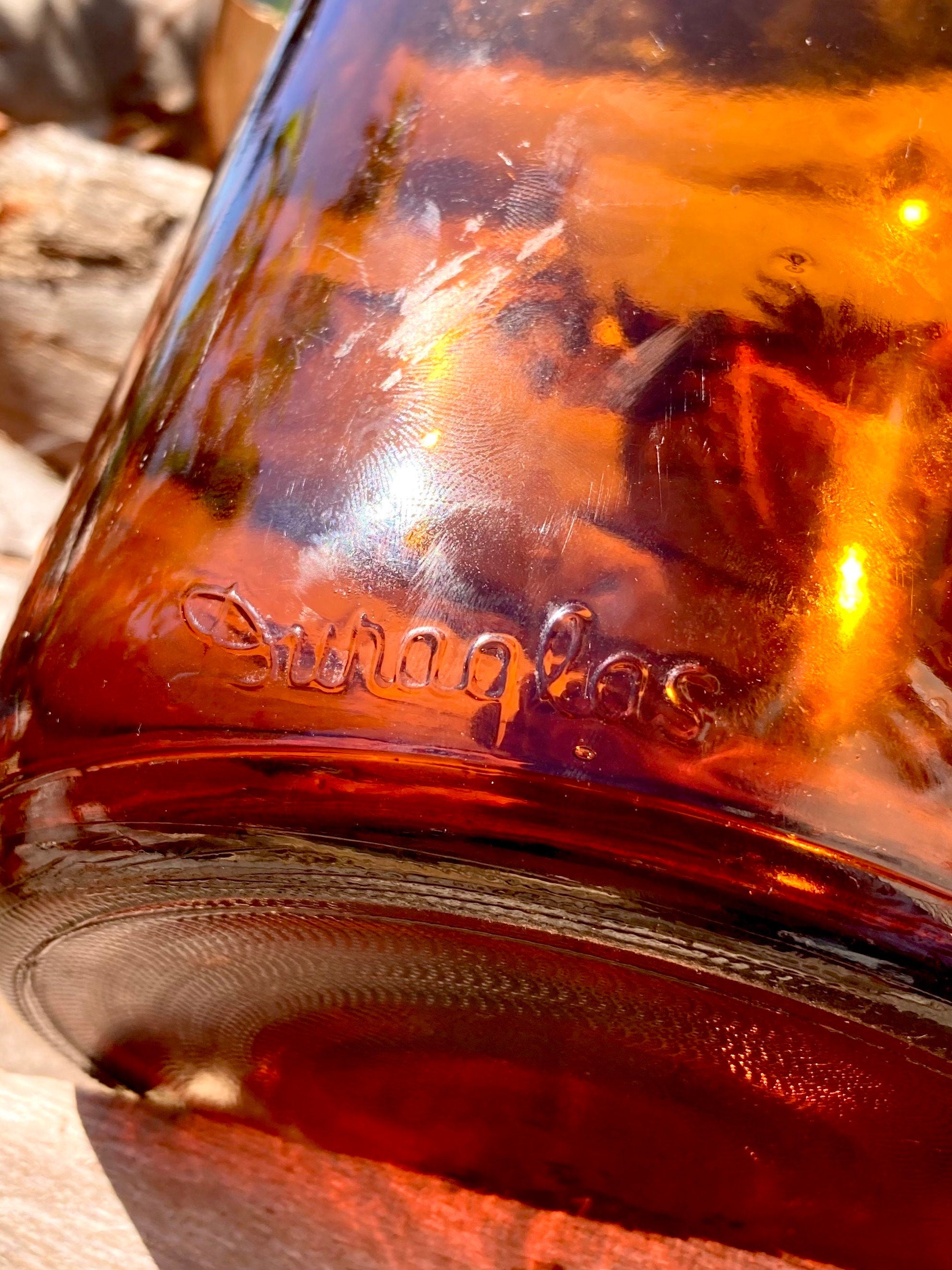 Vintage DURAGLAS Amber Brown Apothecary Bottle: 1-Gallon Glass Jug