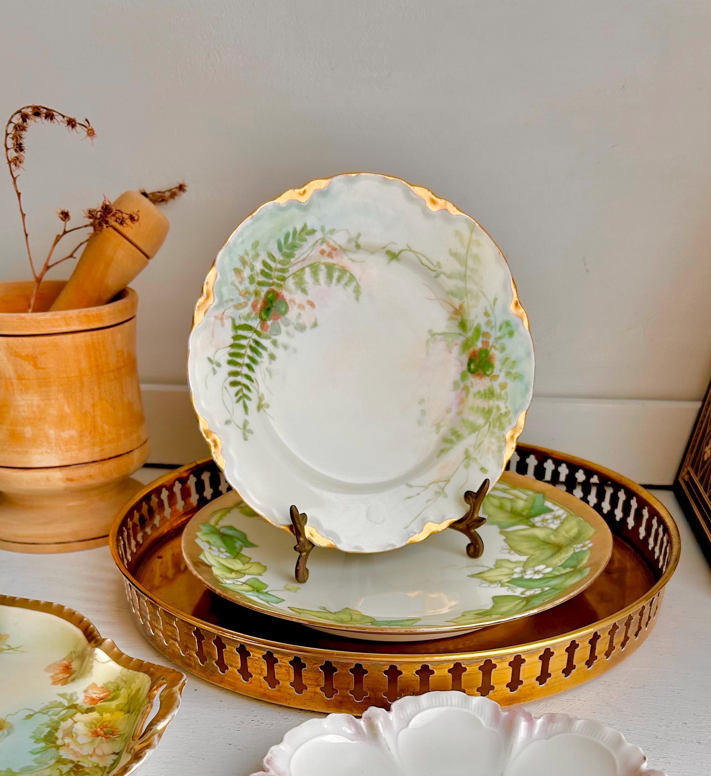 Vintage Bavaria Porcelain Plate: Shamrock Fern Leaf Gold Trim Detail
