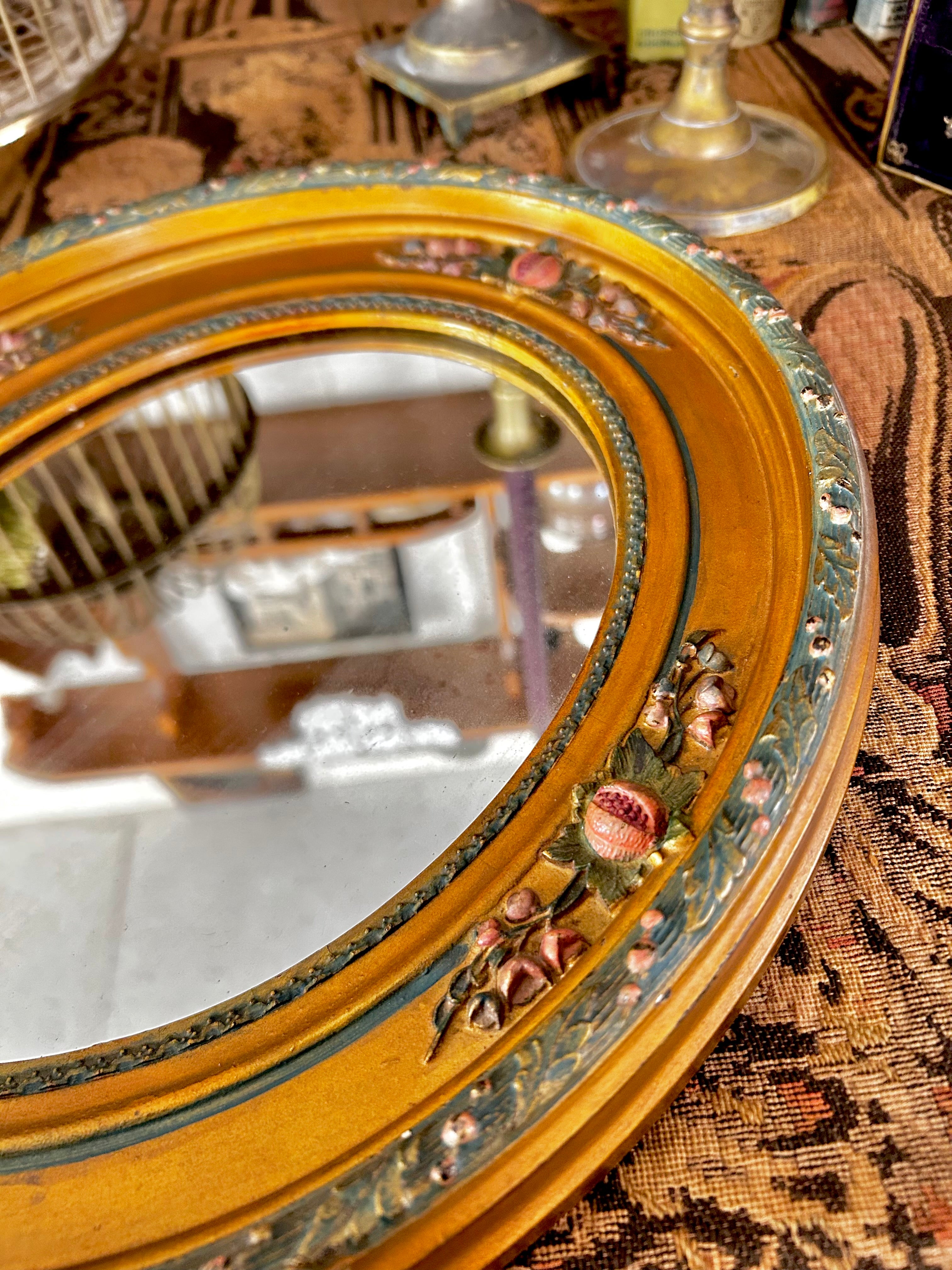 Antique Ornate Oval Mirror