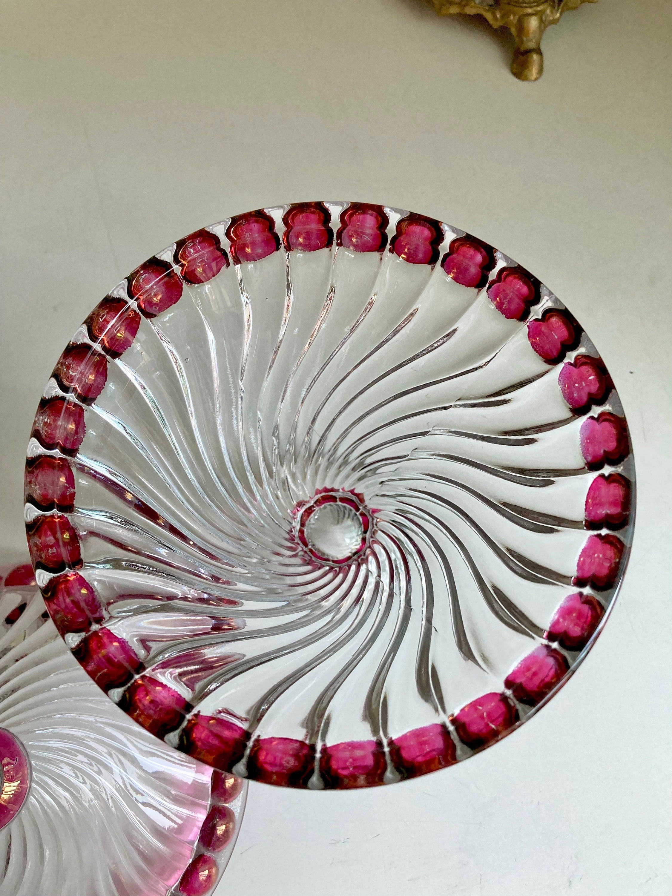 Vintage Westmoreland Ruby Flashed Swirl Candy Dish with Lid