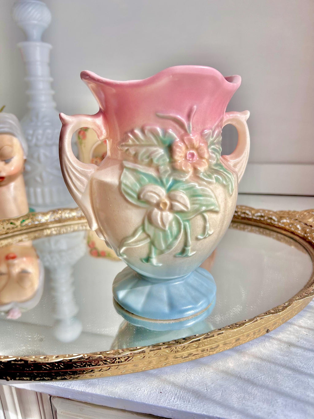 Vintage Hull Art Pottery Vase: Floral Urn with Handles
