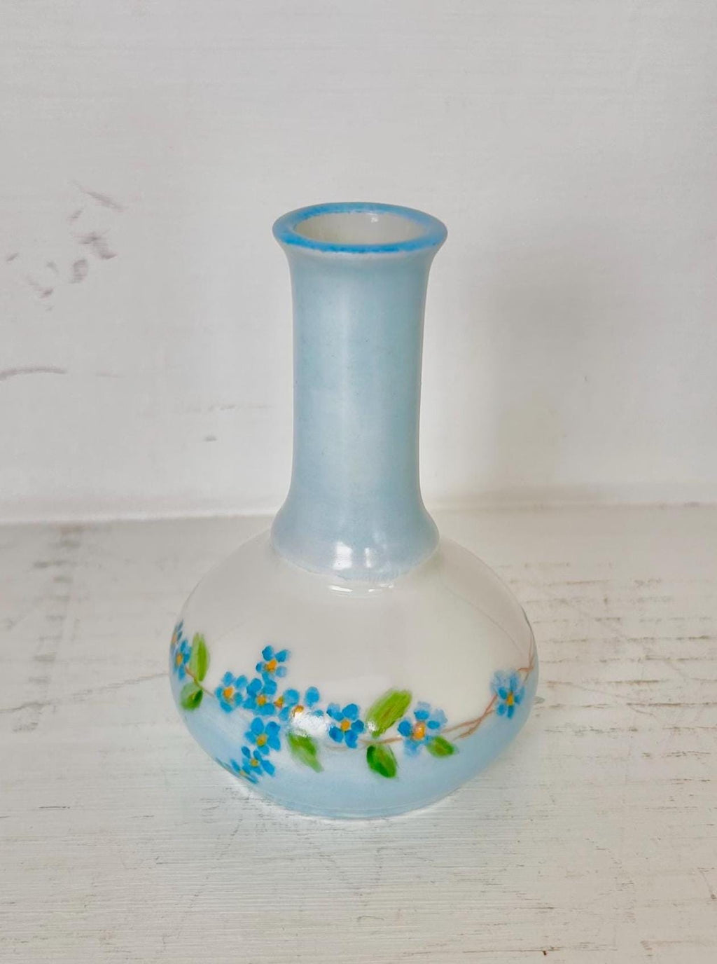 Antique Bud Vase with Handpainted Blue Forget-me-nots by Oscar & Edgar Gutherz, Austria