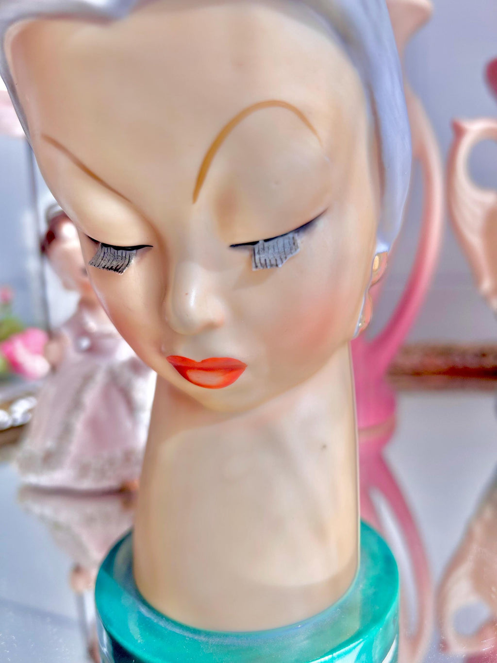 Vintage Ucagco Head Vase: Handpainted Ceramic Lady with Turban