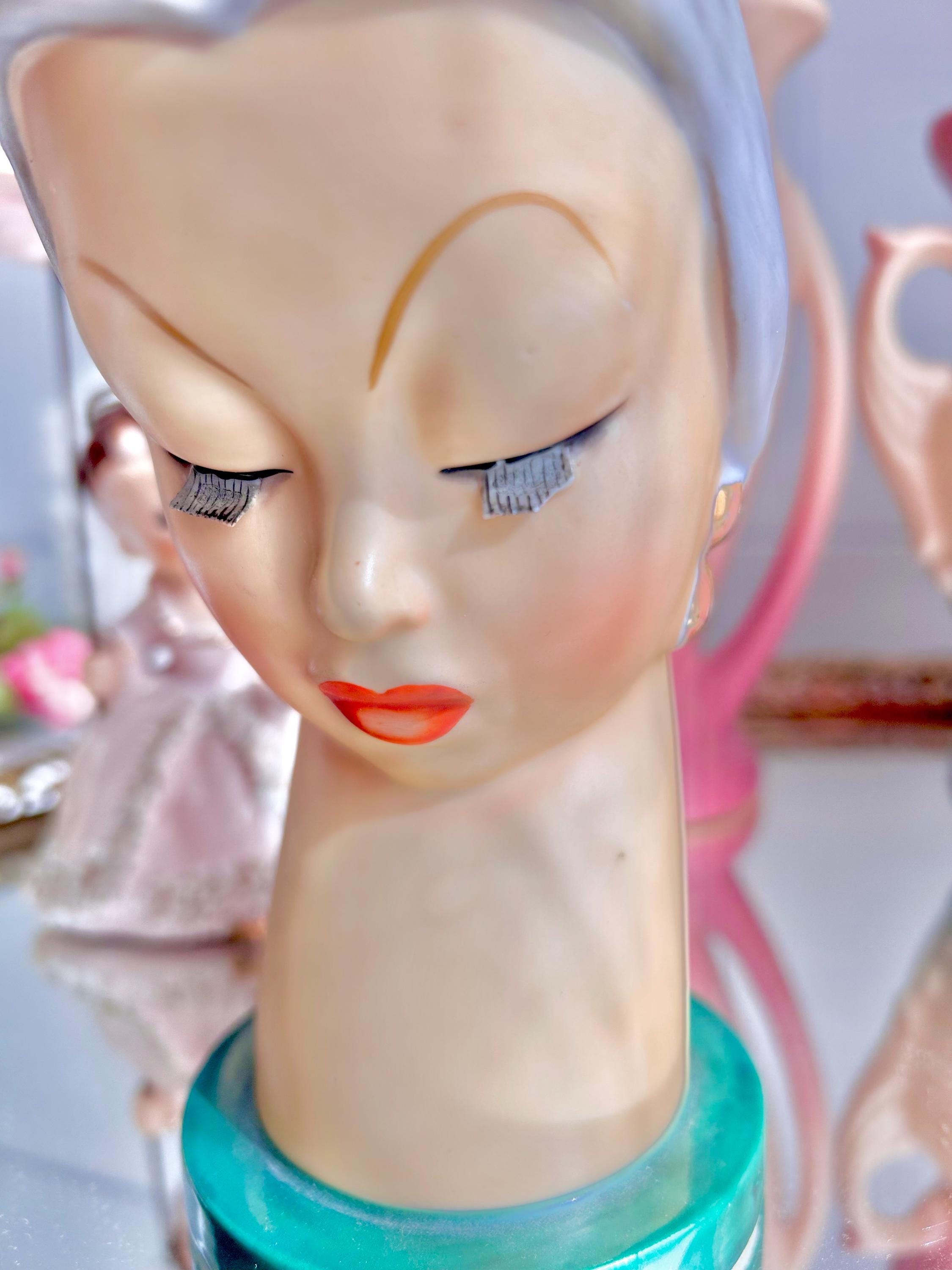 Vintage Ucagco Head Vase: Handpainted Ceramic Lady with Turban