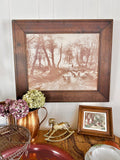 Large Vintage Wooden-Framed Pastoral Print