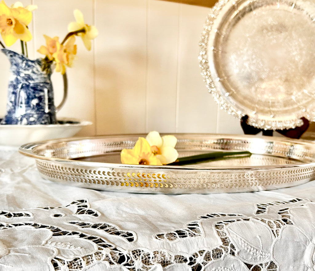 Vintage 22 Inch Silver plate Tray