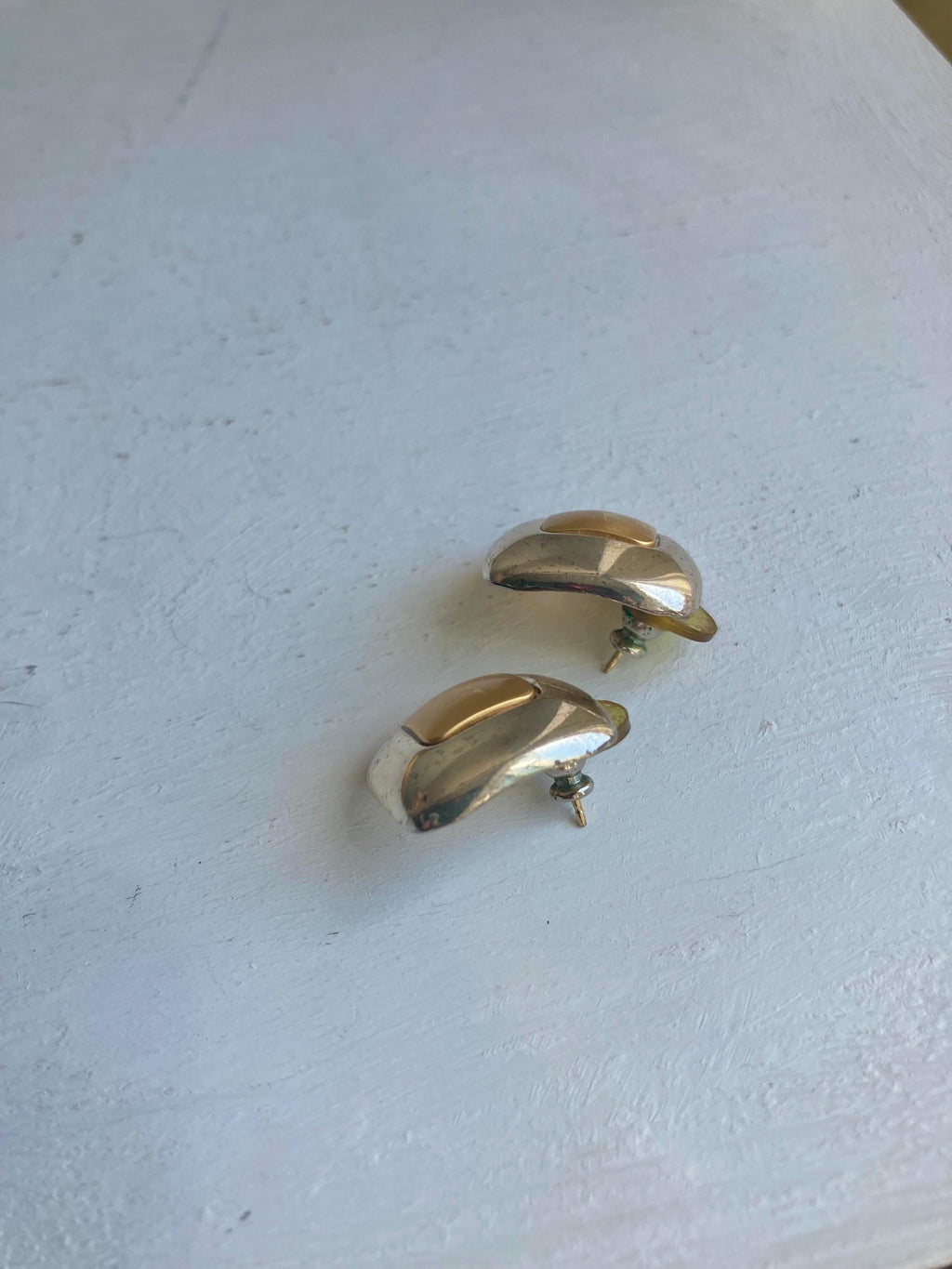 1980s Two-Tone Square Earrings: Gold & Silver Tone