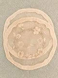Madeira Linen/Organdy Ecru Hand-stitched Floral Cocktail Rounds - Set of 2