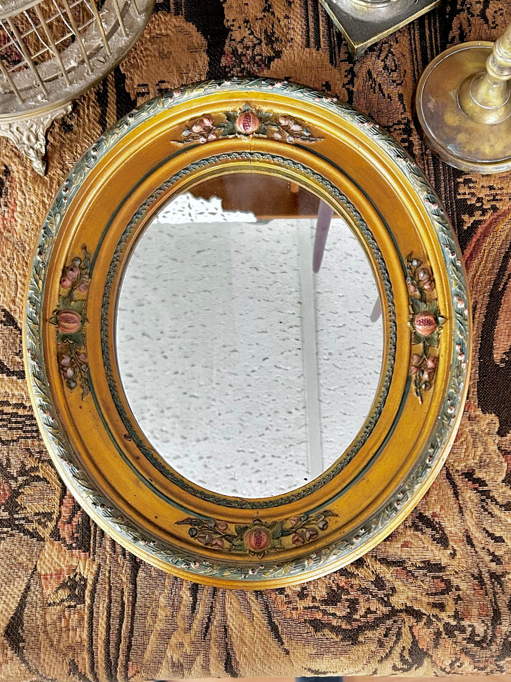 Antique Ornate Oval Mirror