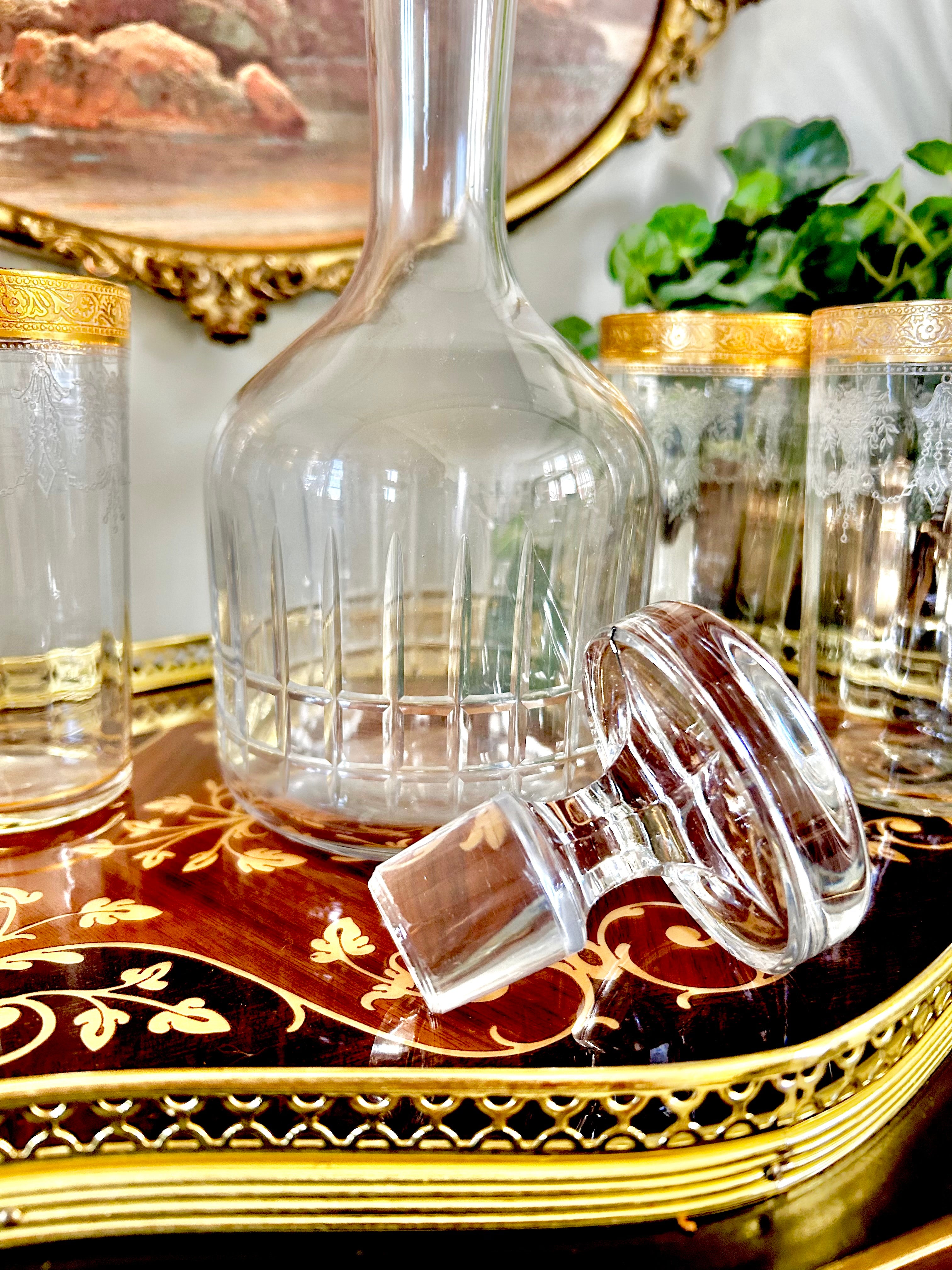Vintage MCM Cut Crystal Glass Decanter