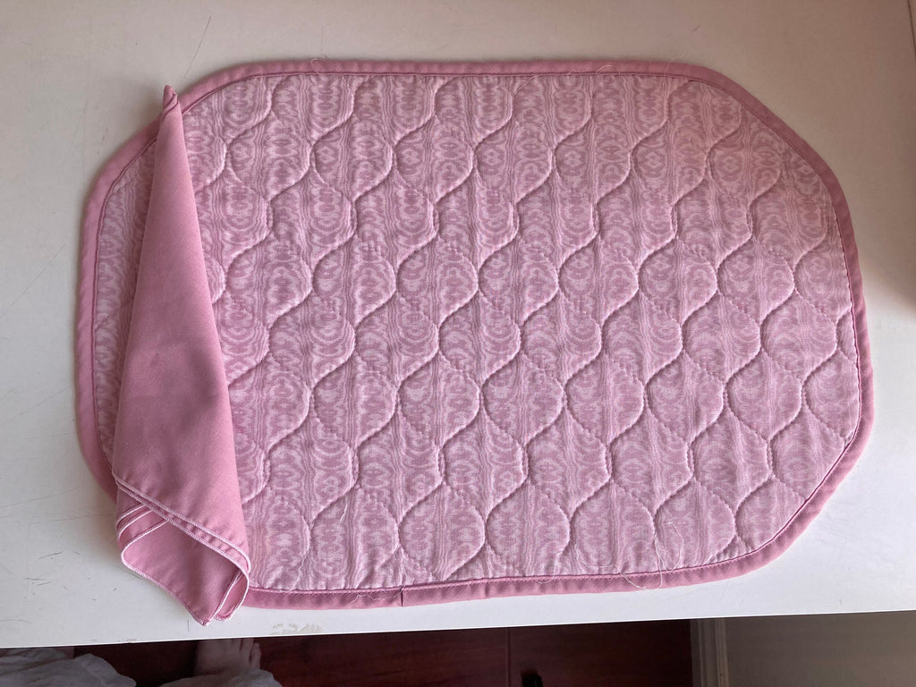 Vintage Quilted Placemat & Napkin Set: 1980s Dusty Rose Table Linens