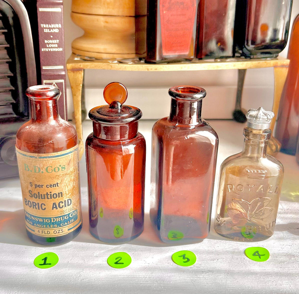 Vintage Amber Apothecary Bottles: Collectible Chemist & Liquor Glass - Sold Individually