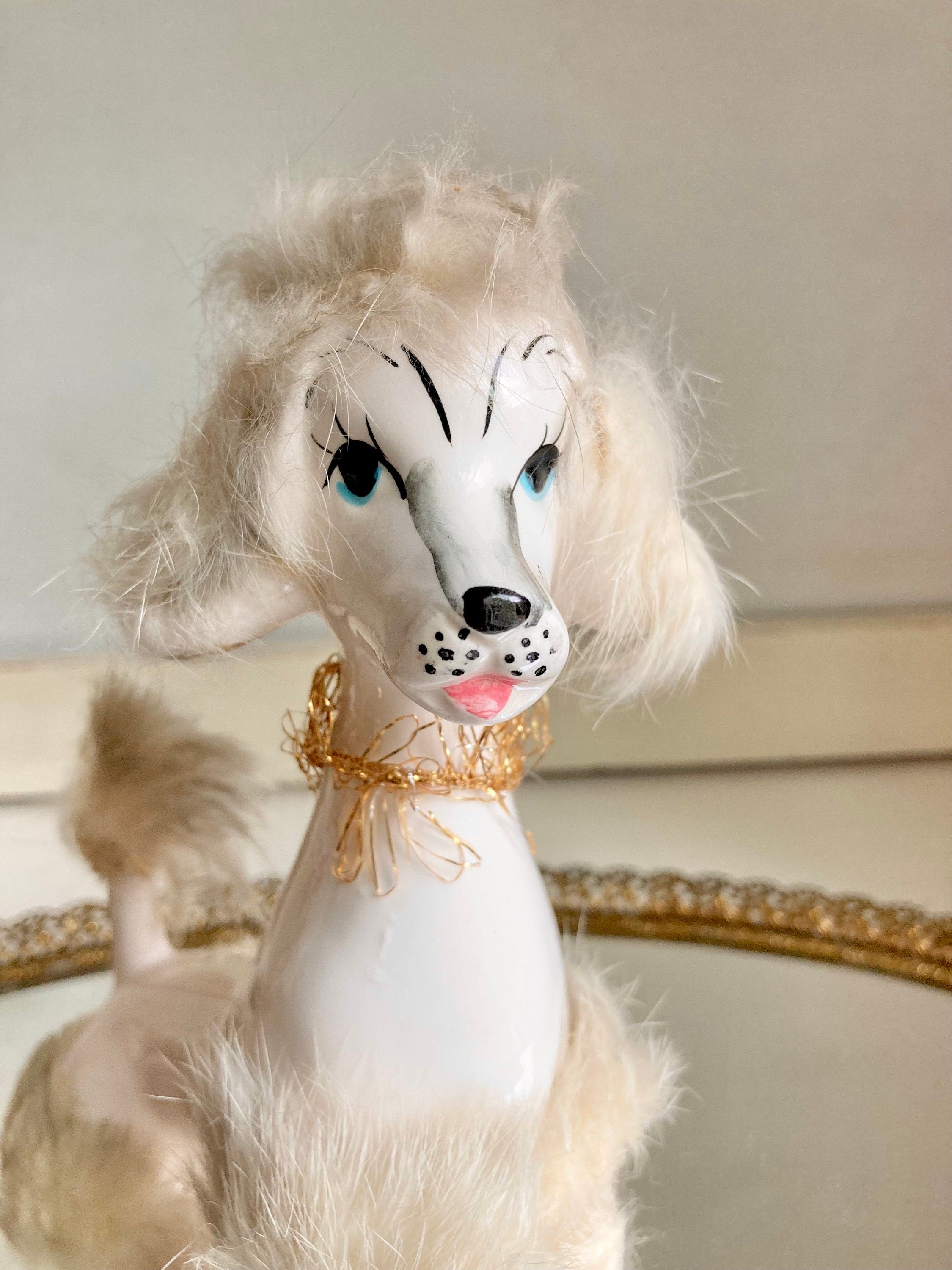 Midcentury Anthropomorphic Ceramic Dogs with applied Fur - Japan - Choose from 3