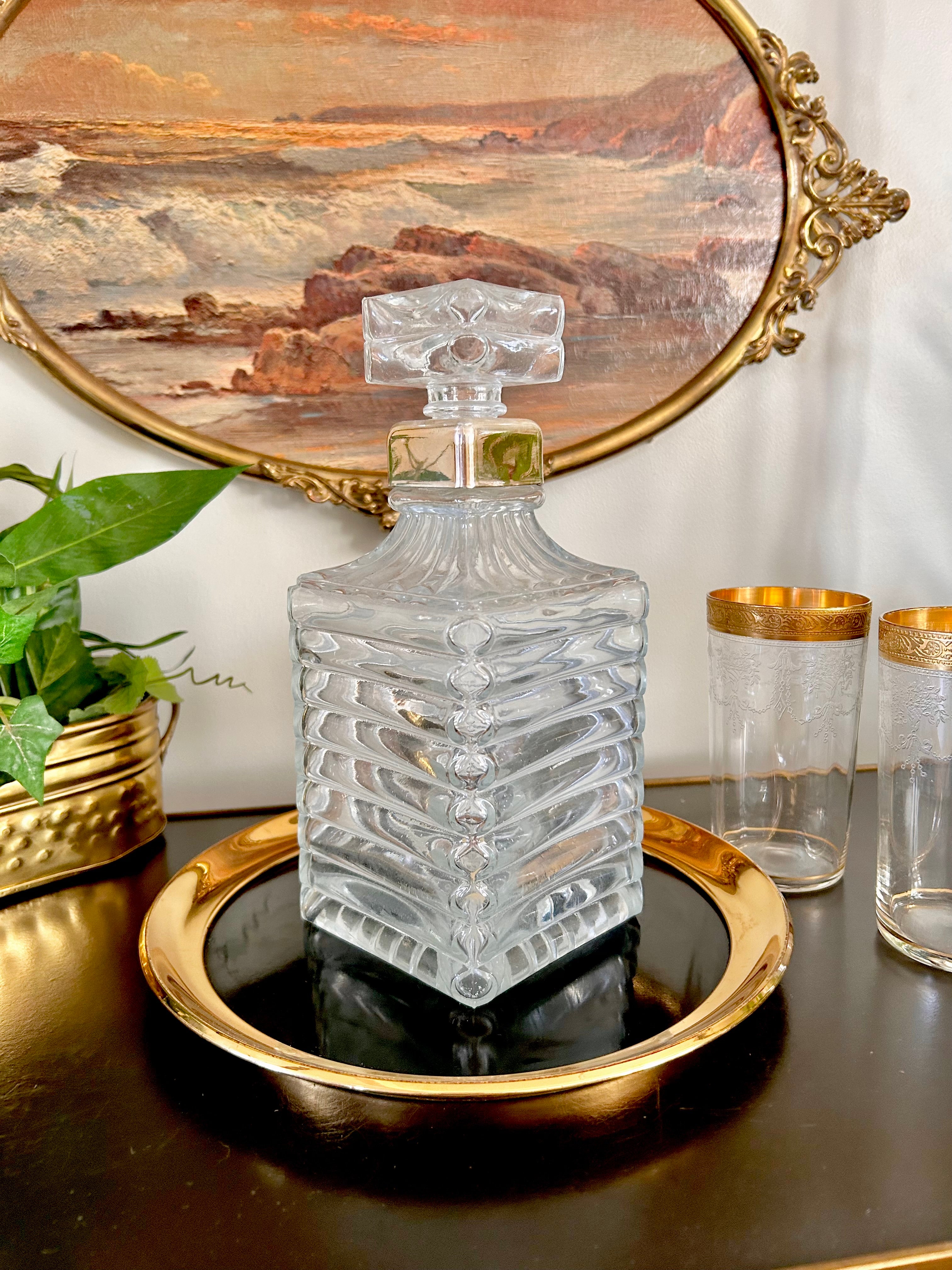 Vintage Italian Square Cut Liquor Bottle