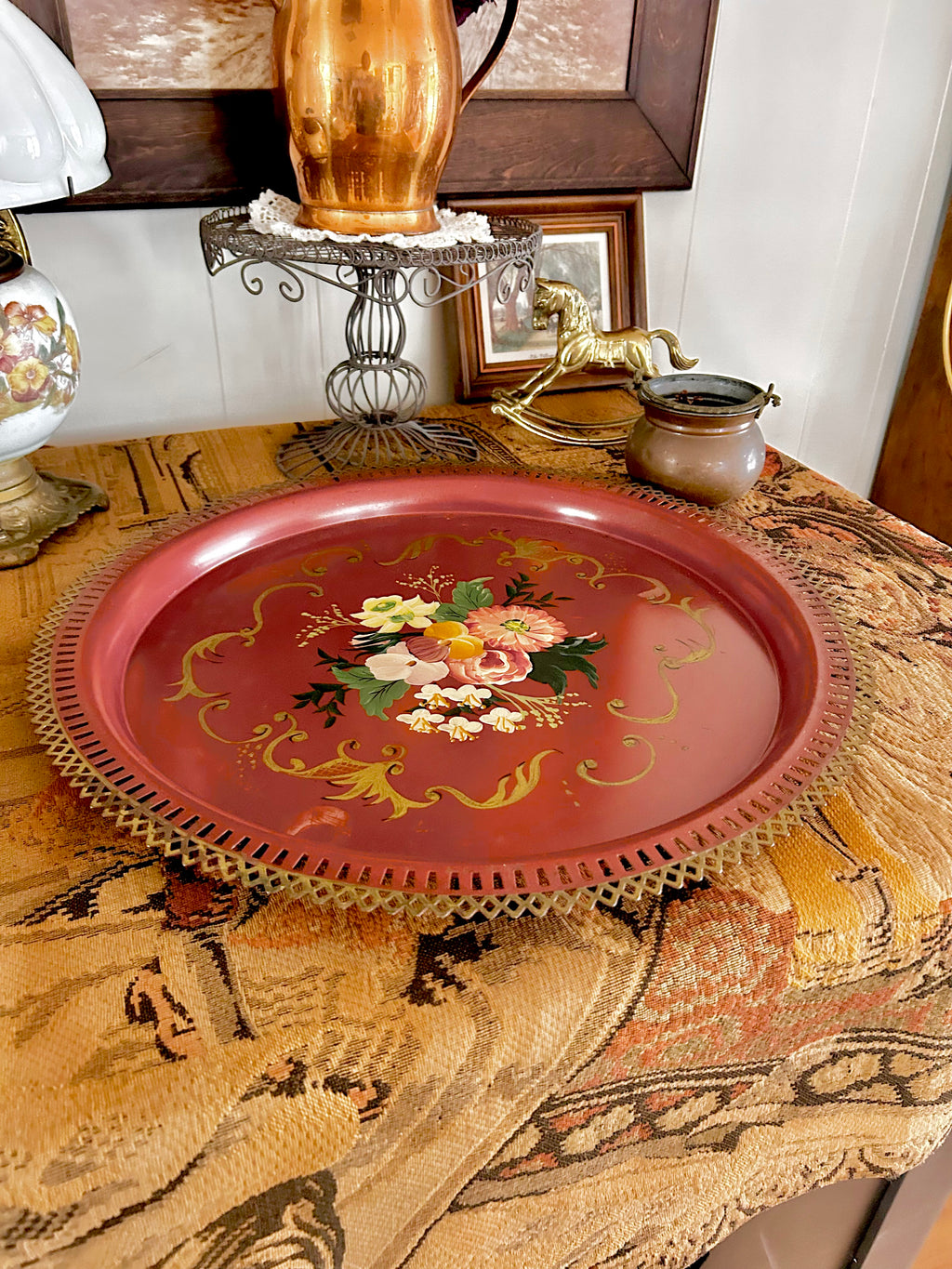 Vintage Large Handpainted Tole Tray