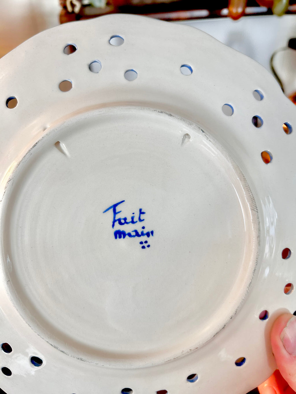 Vintage French Rouen Hand-painted Ceramic Plate