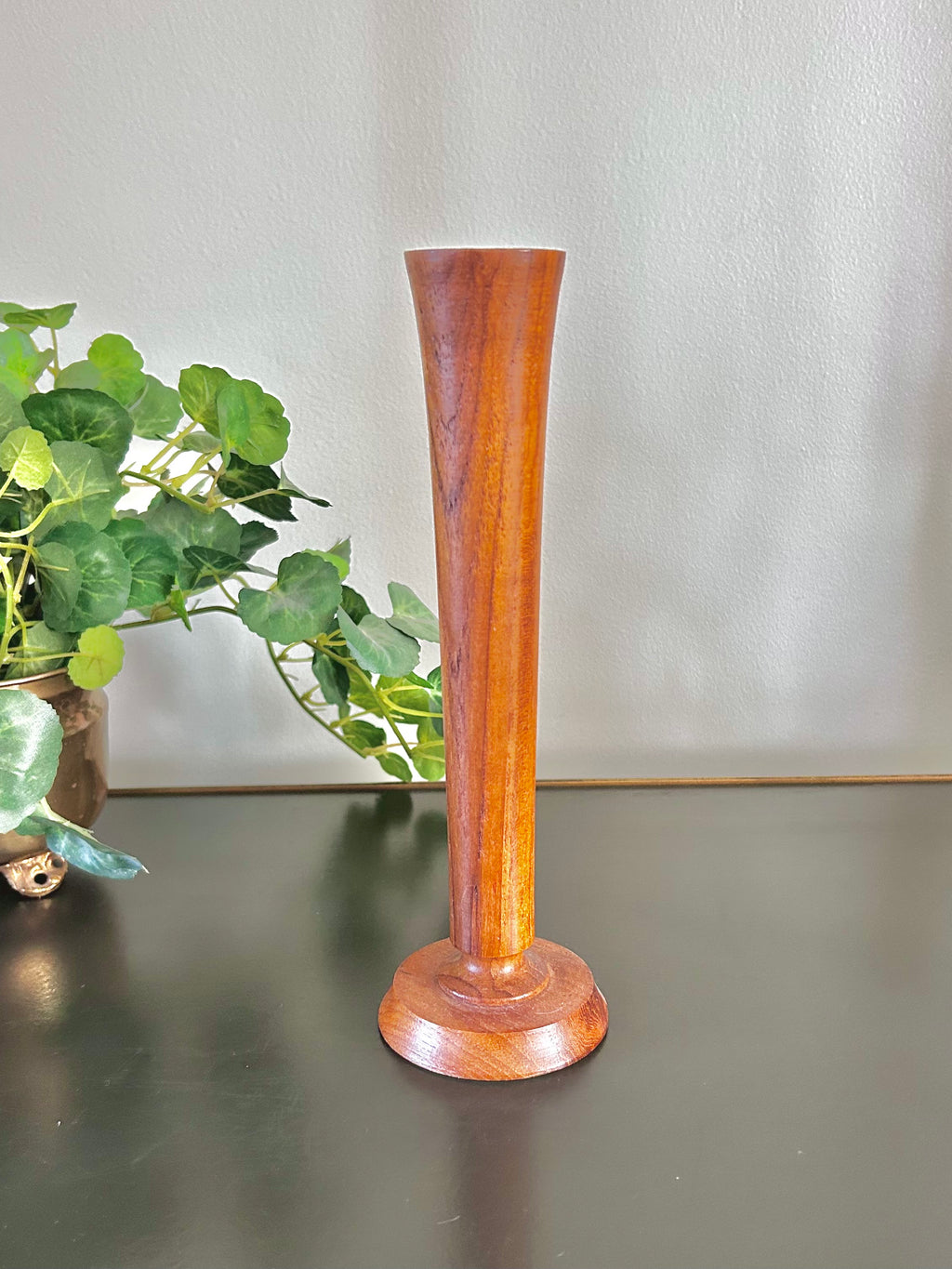 Vintage Wooden Fluted Bud Vase