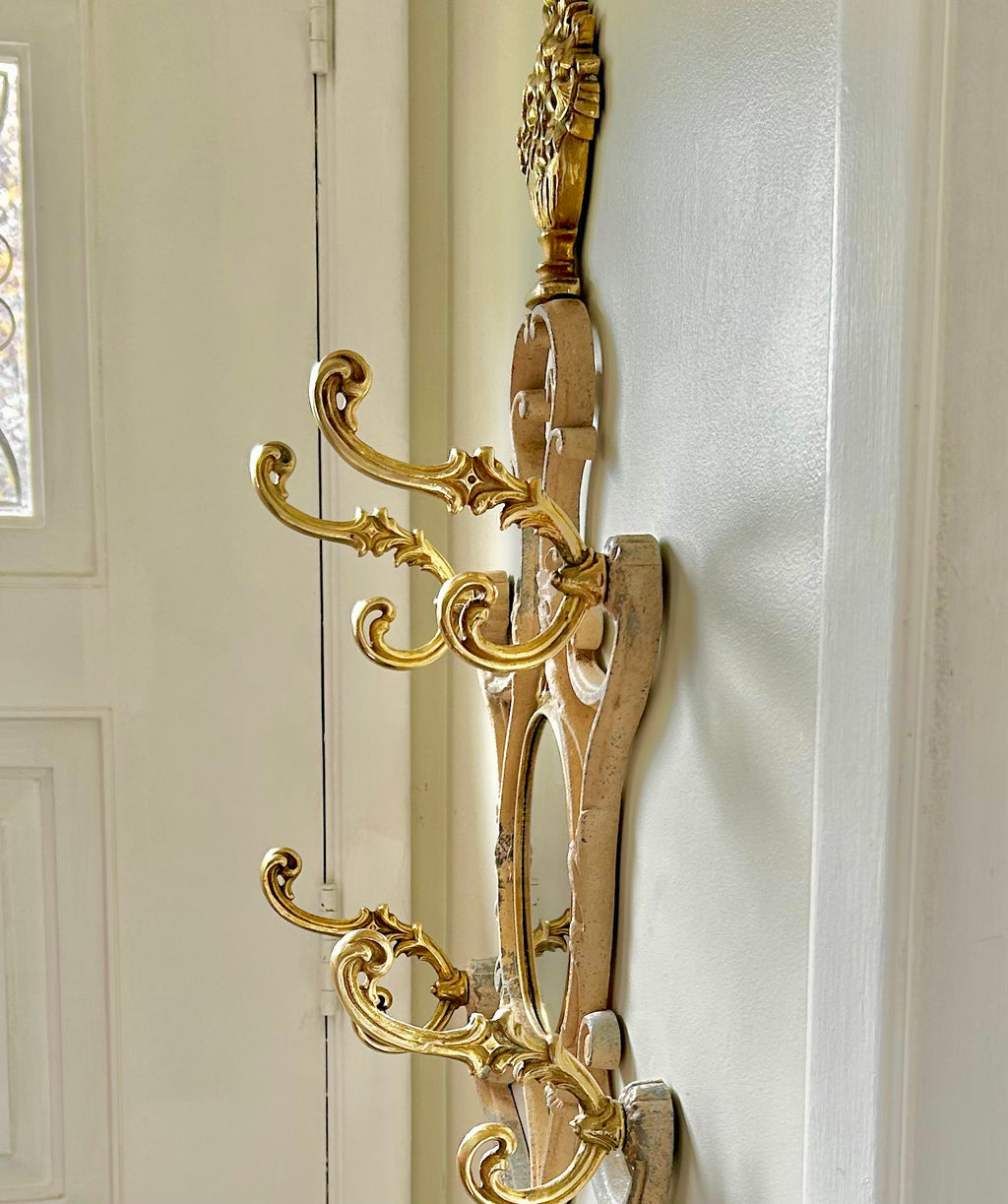 Antique French Solid Brass and Cast Metal Mirror Wall Hooks