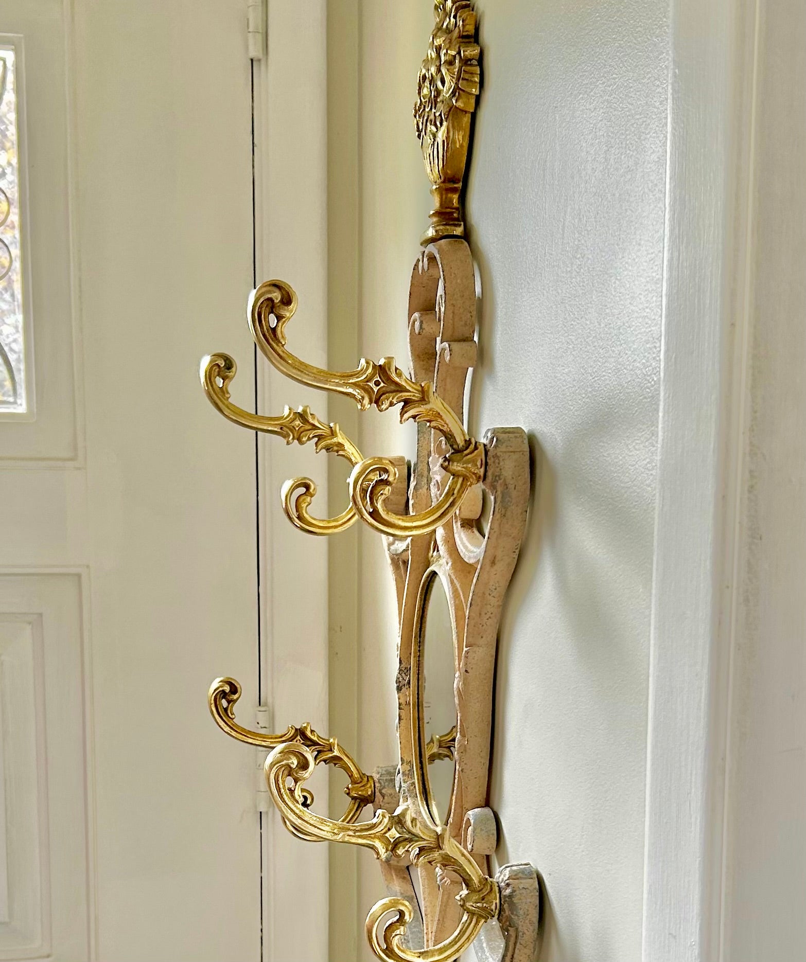 Antique French Solid Brass and Cast Metal Mirror Wall Hooks