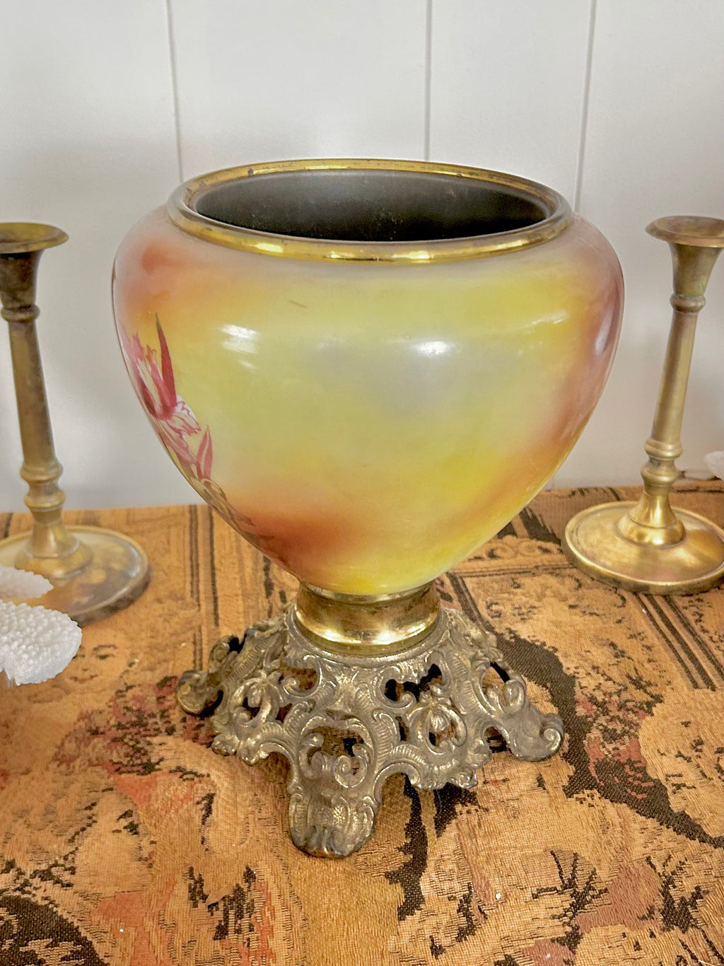 Vintage Glass Hurricane Lamp Base