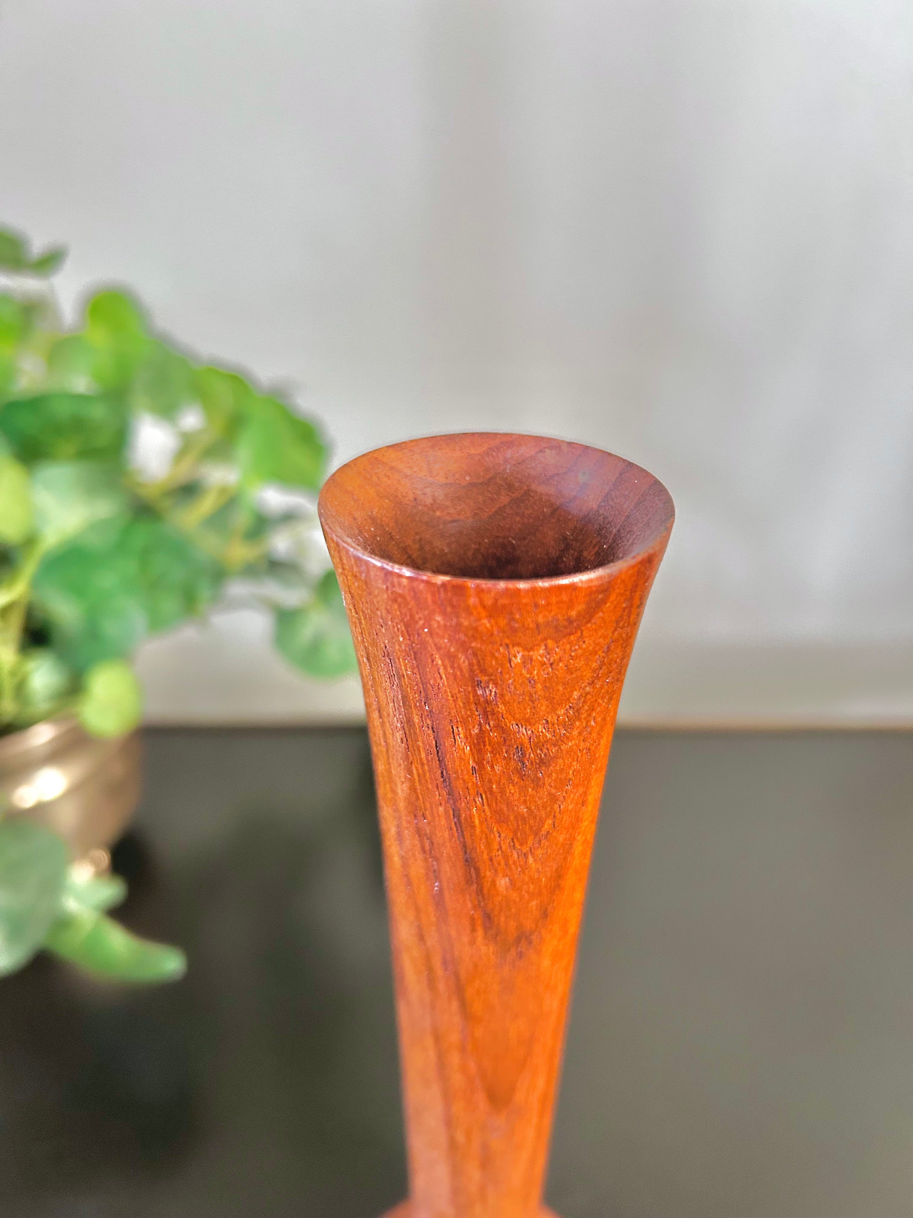 Vintage Wooden Fluted Bud Vase