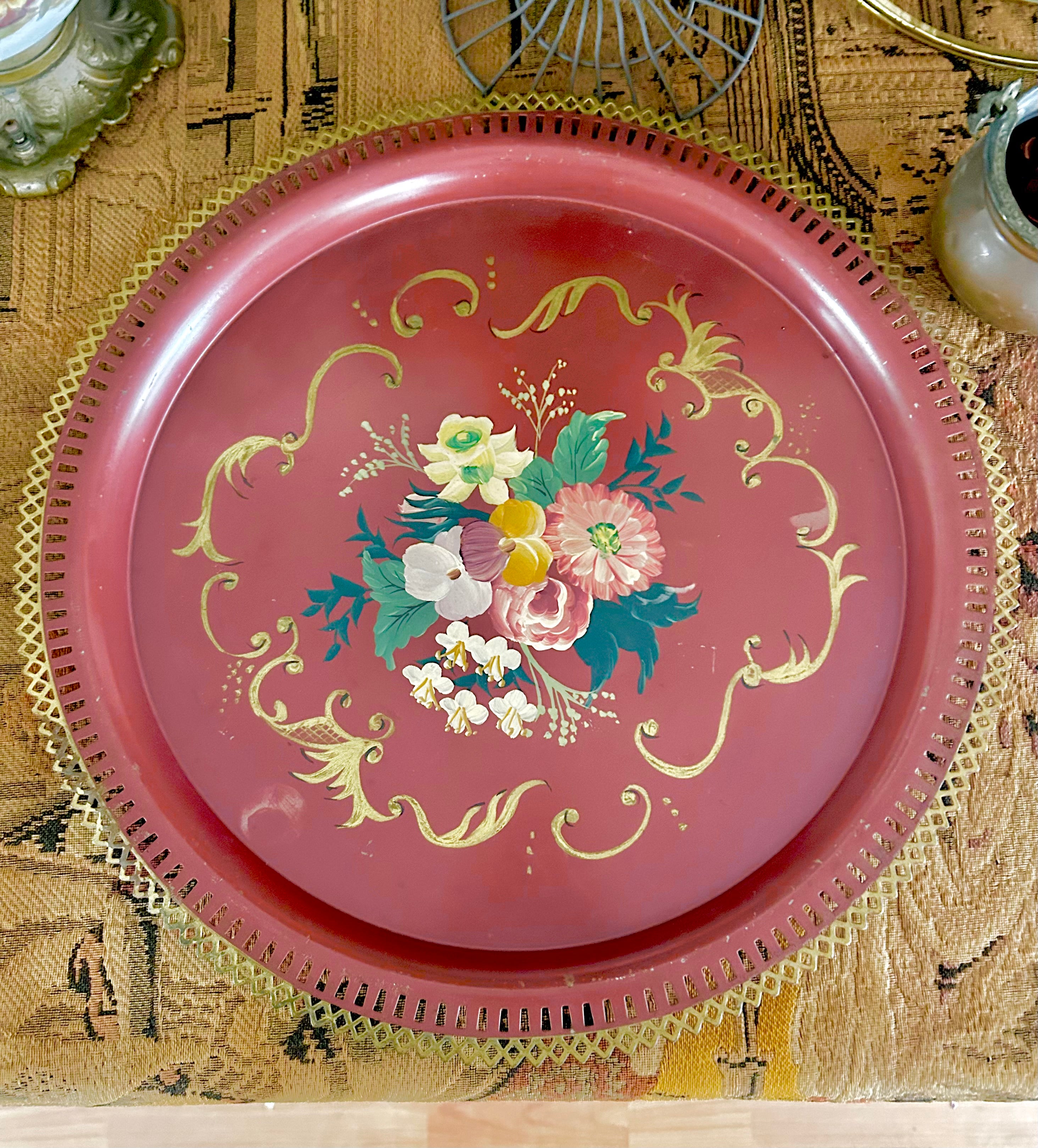 Vintage Large Handpainted Tole Tray