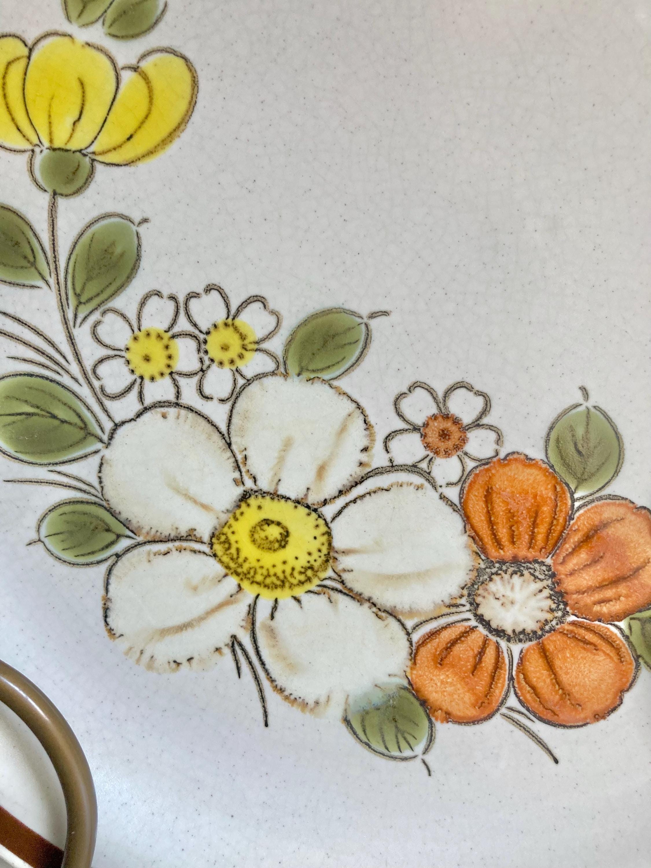 Vintage Woodhaven Sunnybrook Stoneware Dinner Plates - Floral Cottage Set of 2