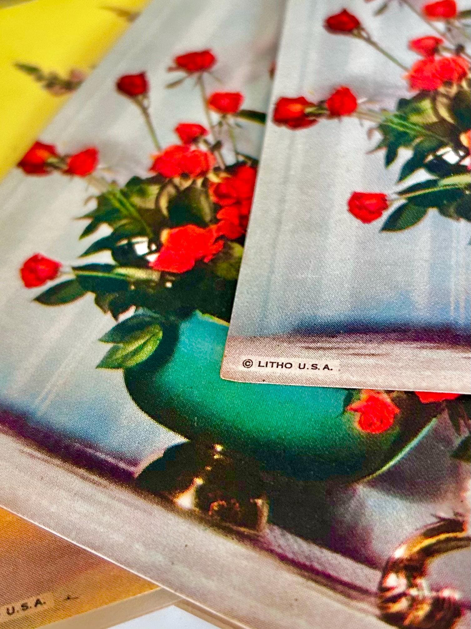 MCM 1950s Floral Blank Notecards, Litho USA, Printed in Milwaukee, Set of Nine