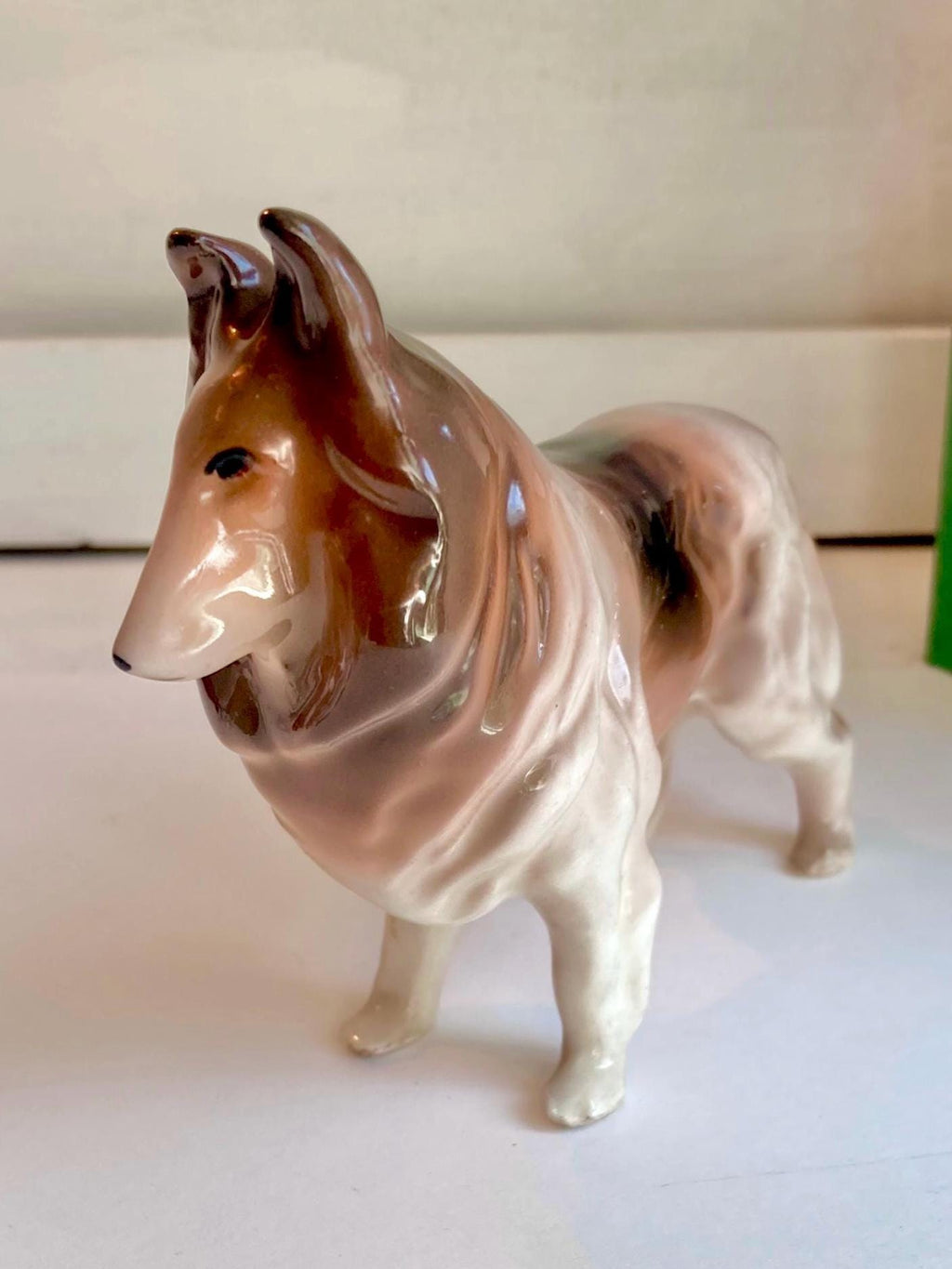 Vintage Collie Figurine - Hand Painted Doggie Statuette