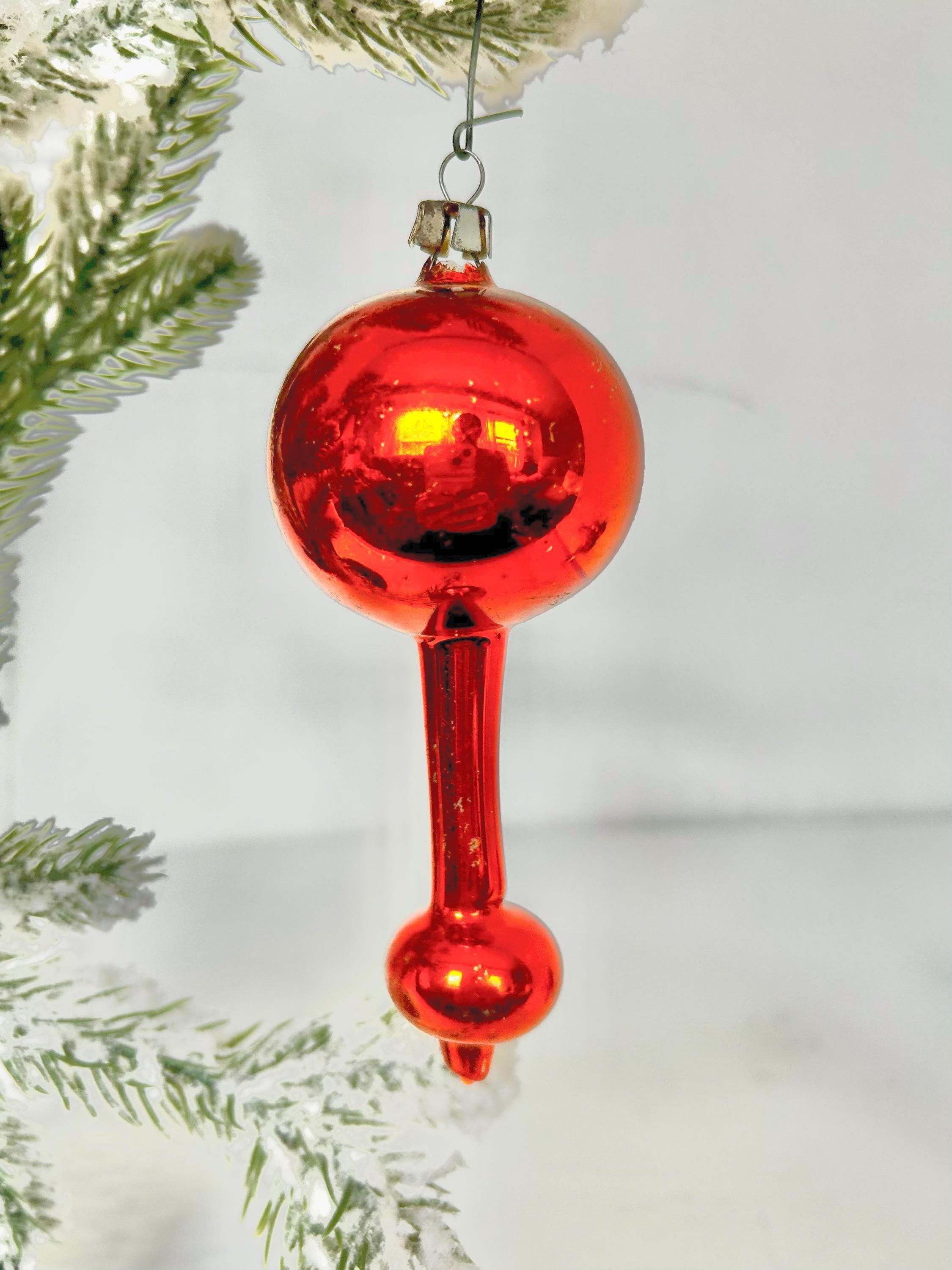 Vintage Handmade Glass Christmas Ornaments Hand Painted Teapots & Drop Bulbs