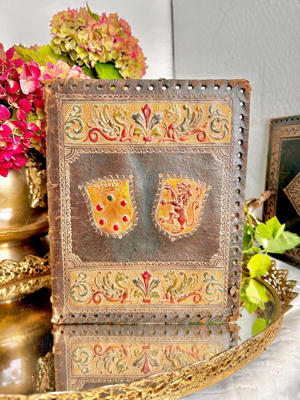 Vintage Italian Leather Old World Picture Display Folder