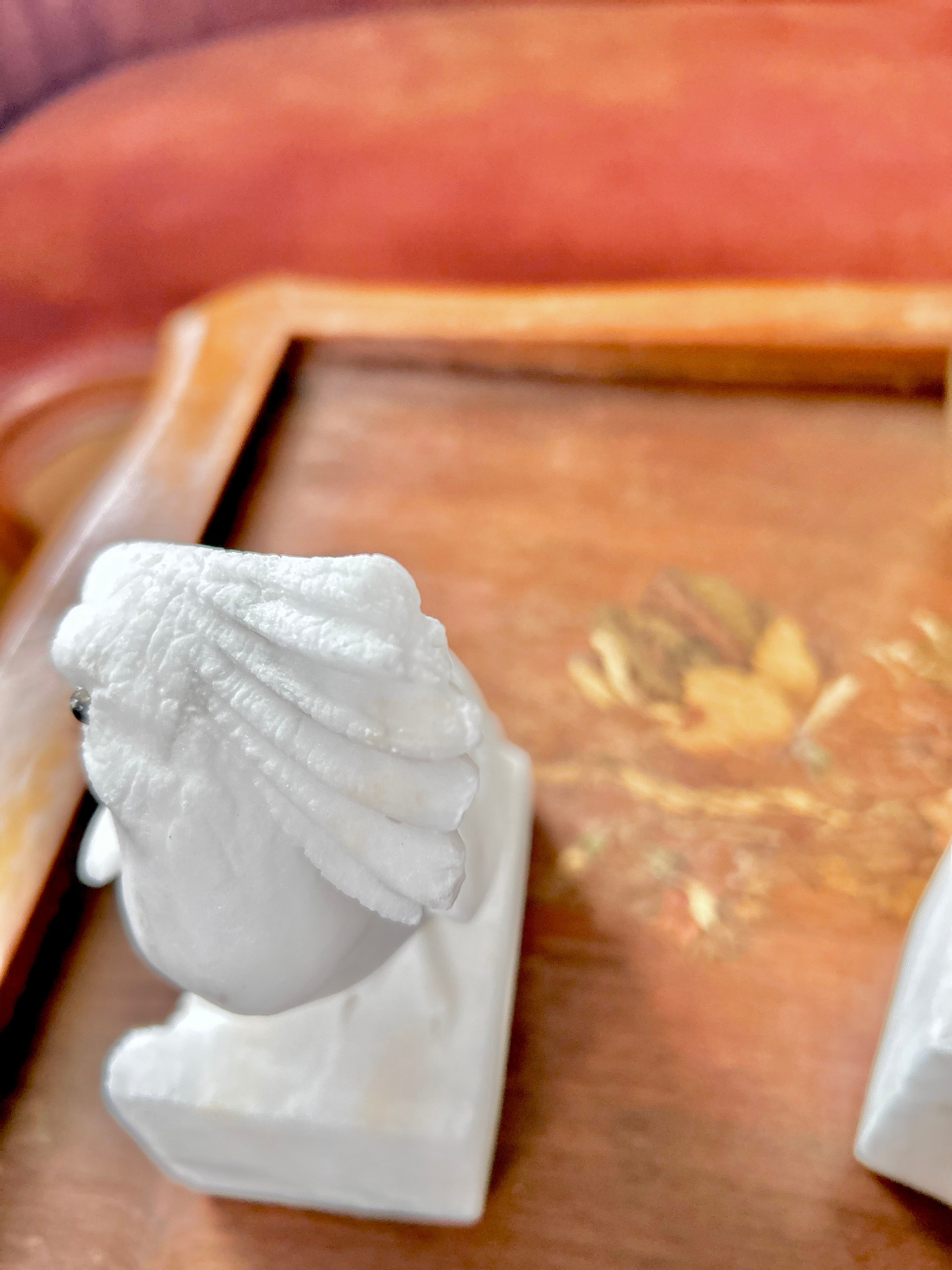Vintage Hand-carved Natural Stone Bird Bookends - Vintage Worn