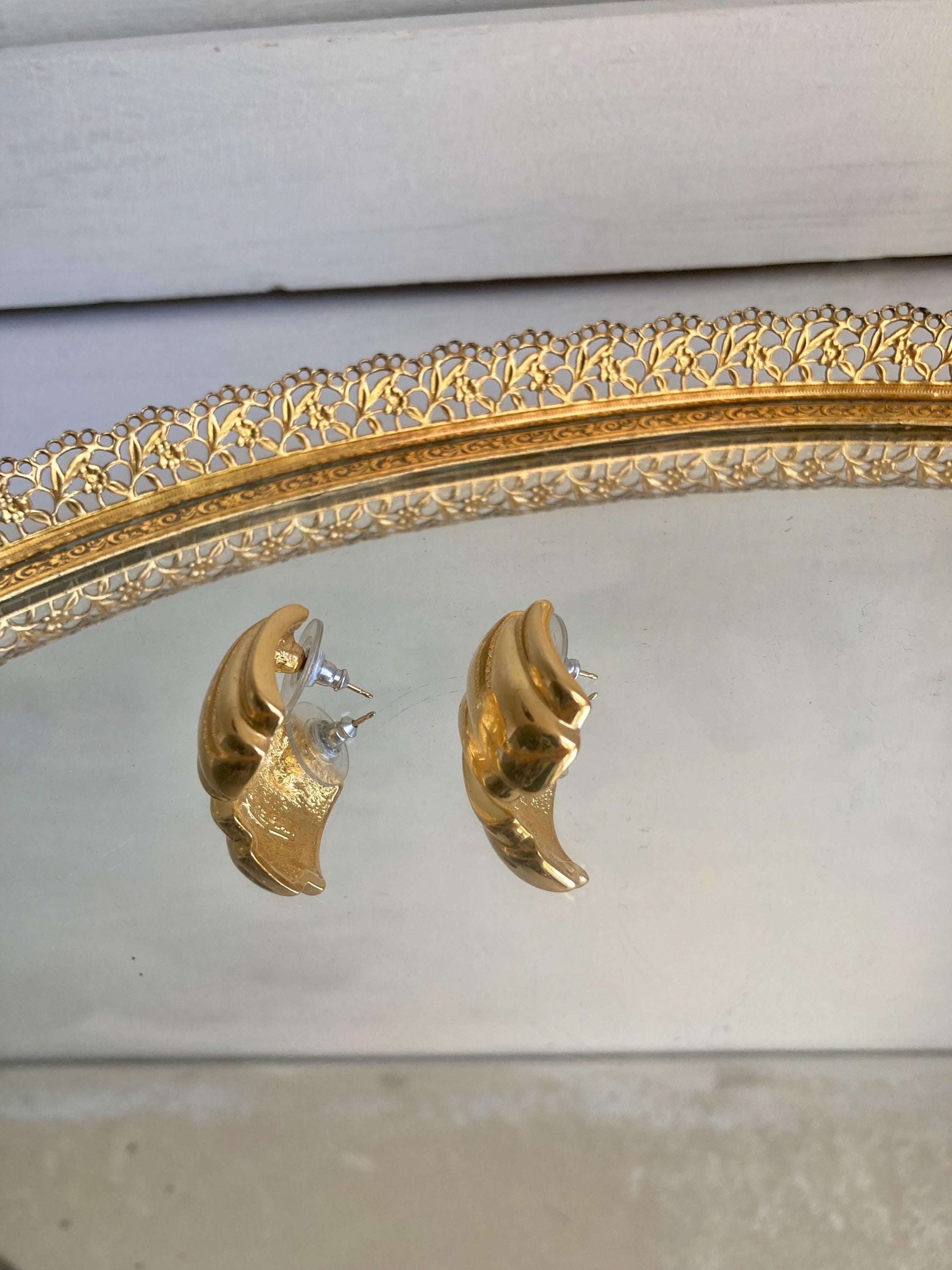 Vintage NAPIER Gold Tone Earrings: 1980s Bold Glamour