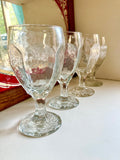 Set of 4 Vintage MCM Libbey Chivalry Clear Goblets - Textured Paneled Glass 6.5"