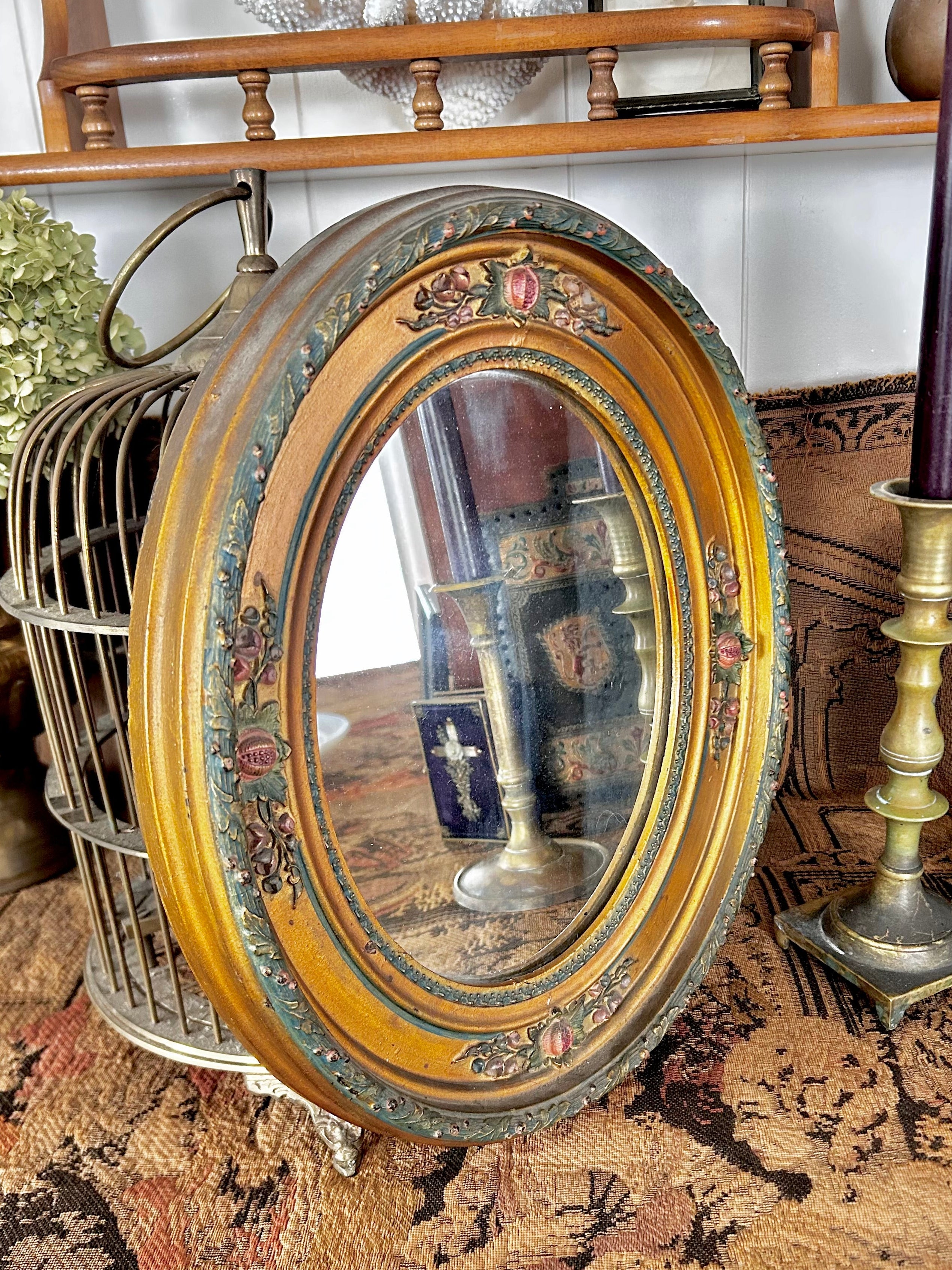 Antique Ornate Oval Mirror