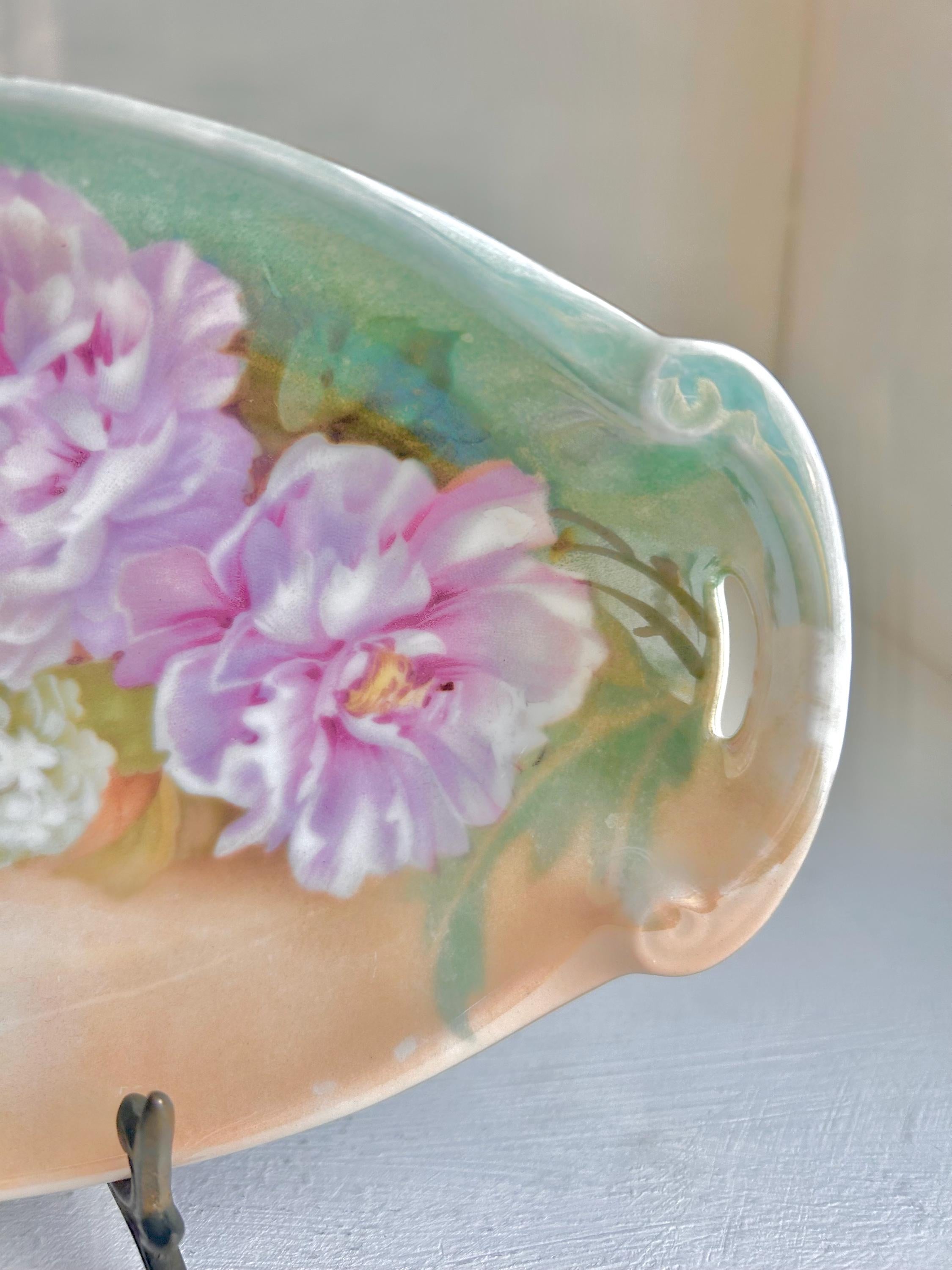 Vintage R.S. Germany Porcelain Serving Bowl: Hand-Painted Pink Roses