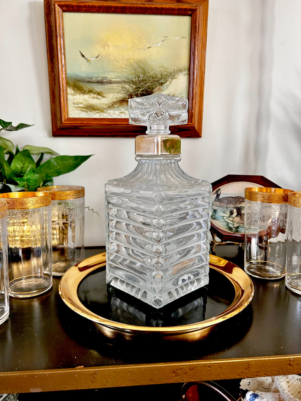 Vintage Italian Square Cut Liquor Bottle