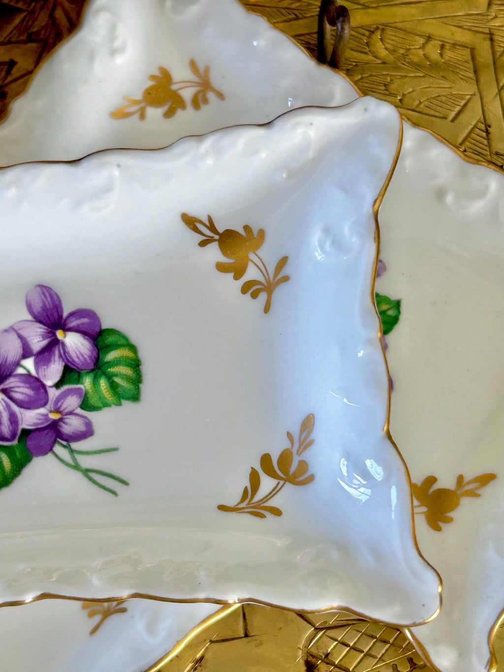 Royal Crown Bone China Woodland Violets Trinket Dishes