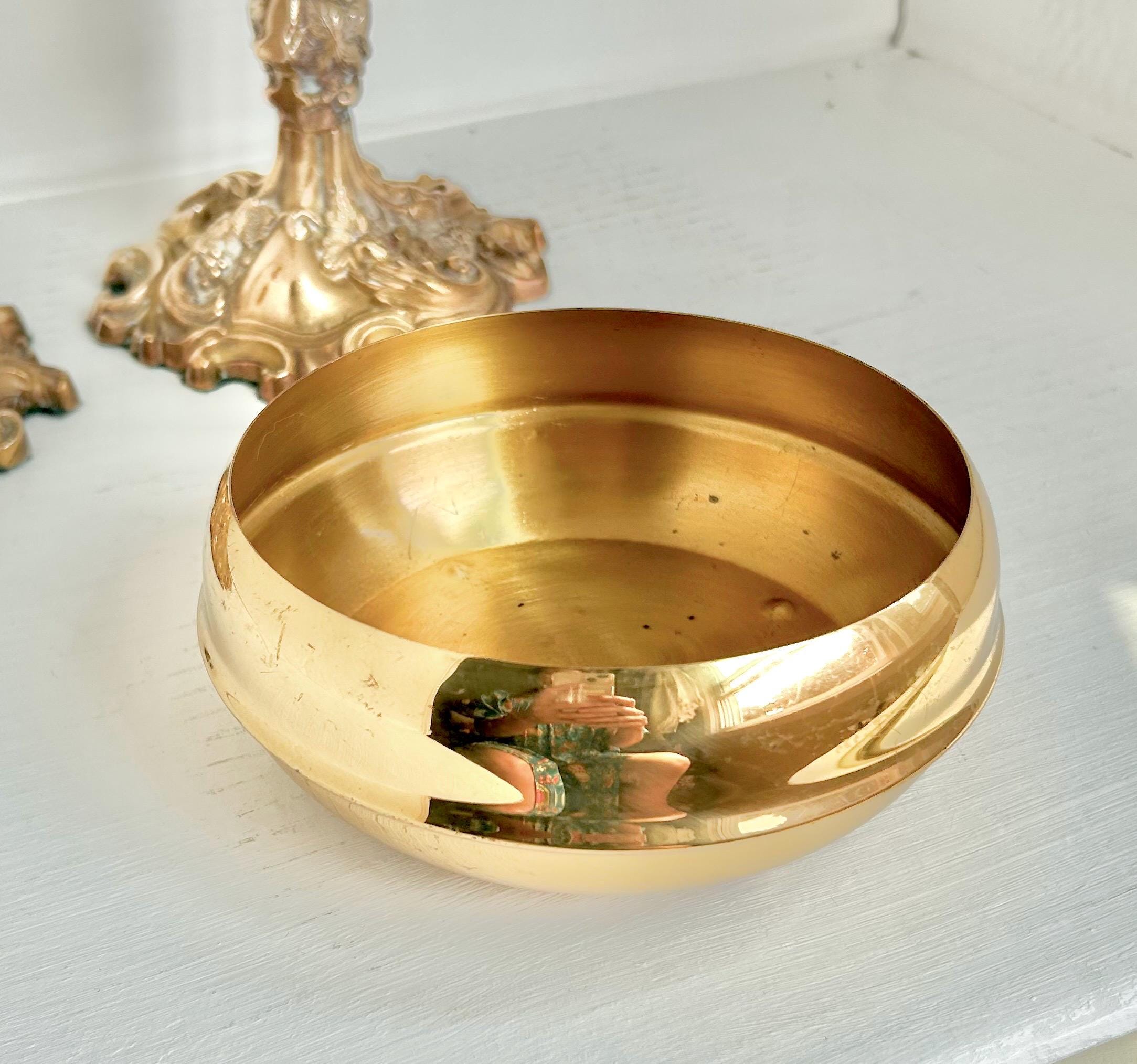 Vintage Coppercraft Guild Brass Bowl: Ridged Design, Ball Feet