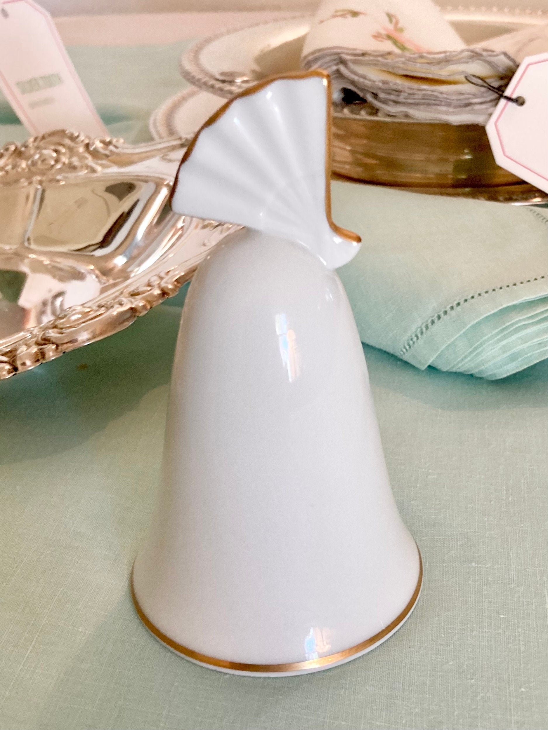Vintage Noritake Porcelain Bell - White Fan - Danbury Mint