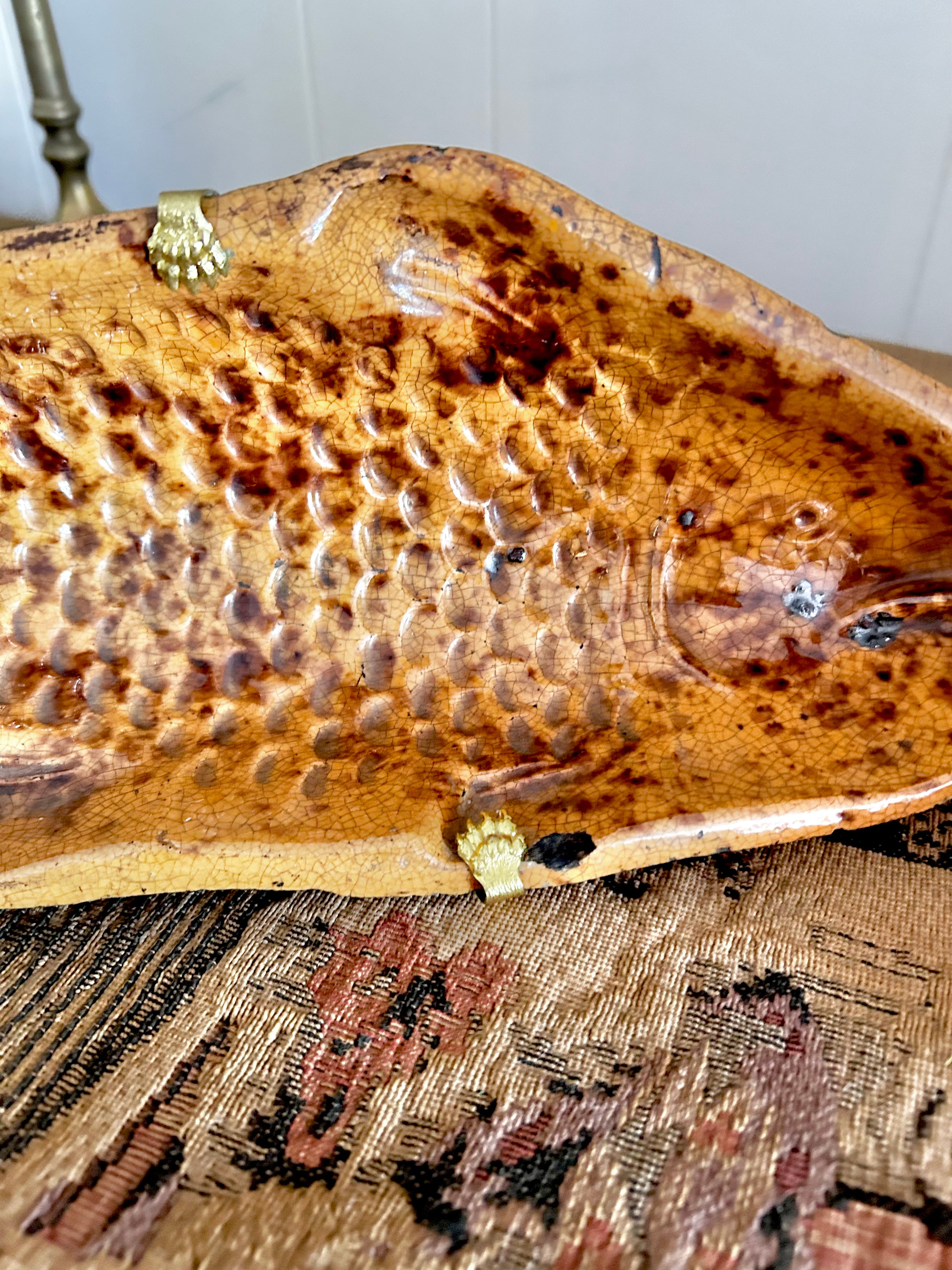 Antique Ceramic Footed Fish Mold