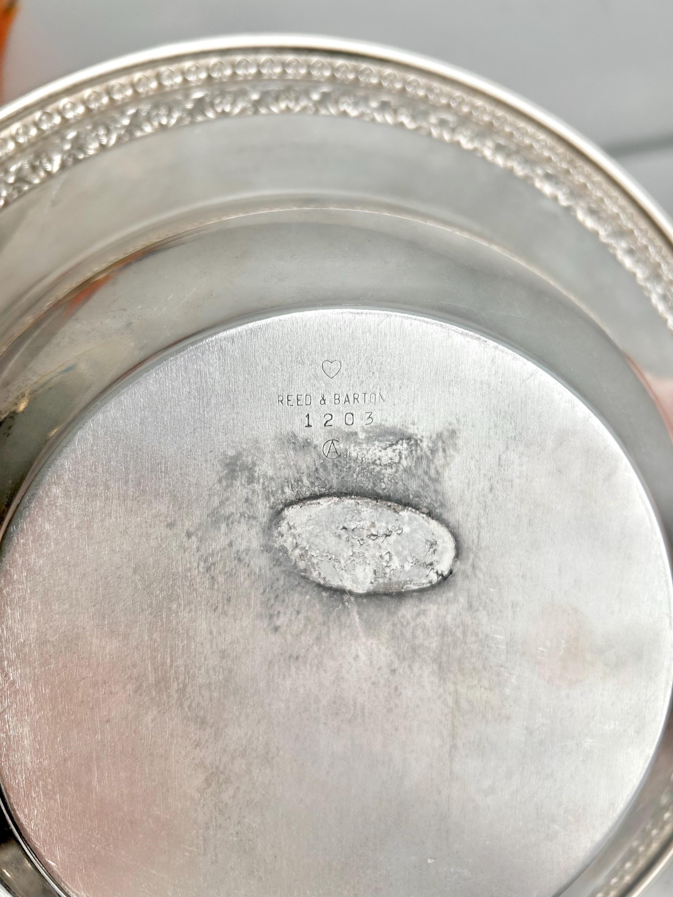 Vintage Reed & Barton Silver Plate Bowl: Floral Garland Trim, 10 inch