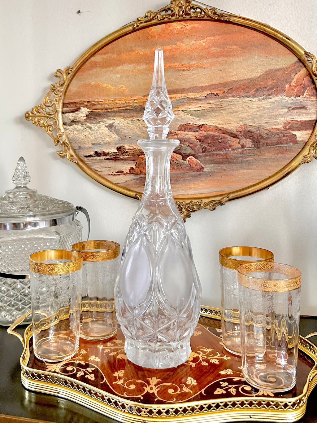 Vintage Cut Crystal Glass Decanter
