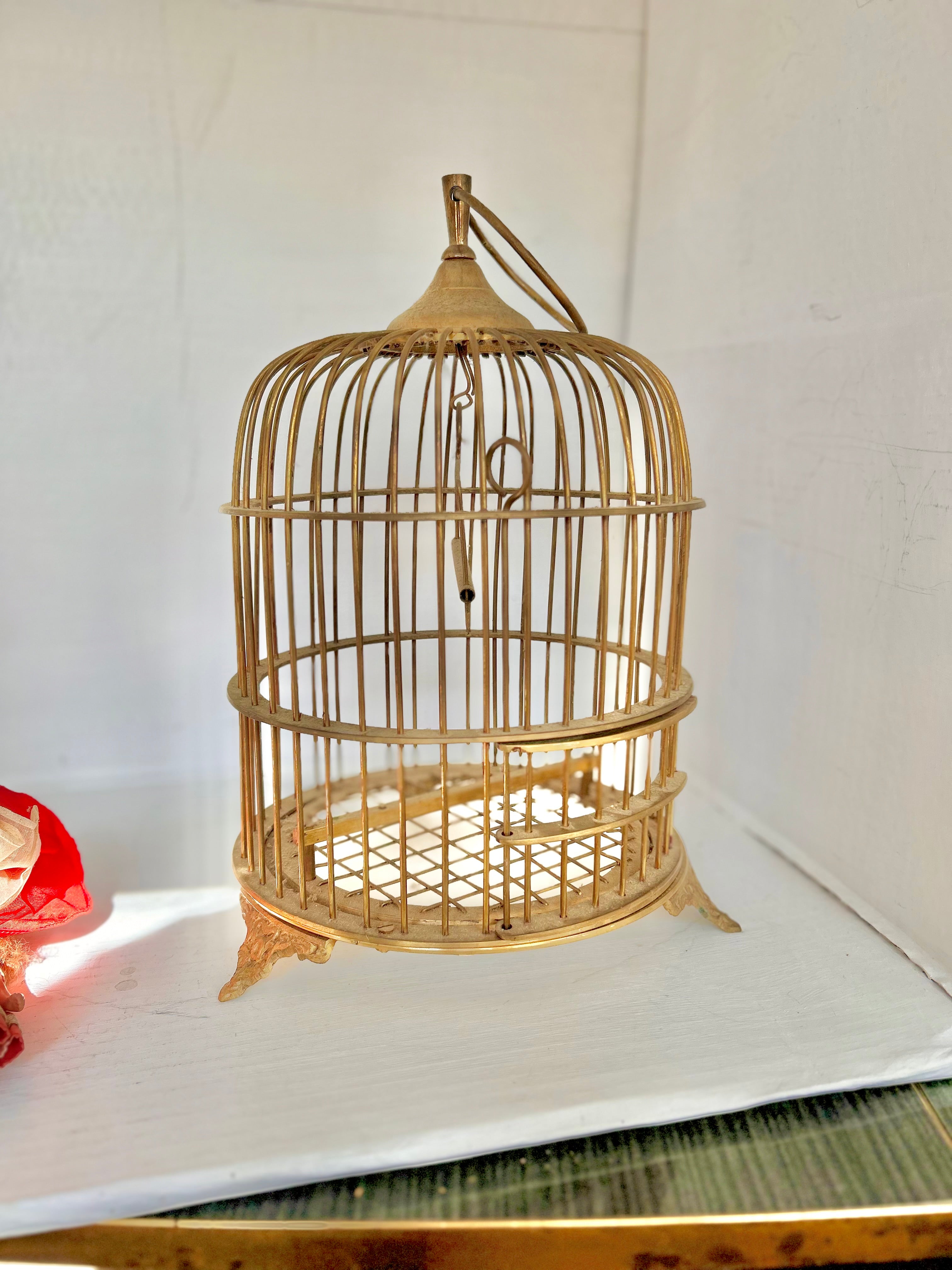Vintage Solid Brass Bird Cage