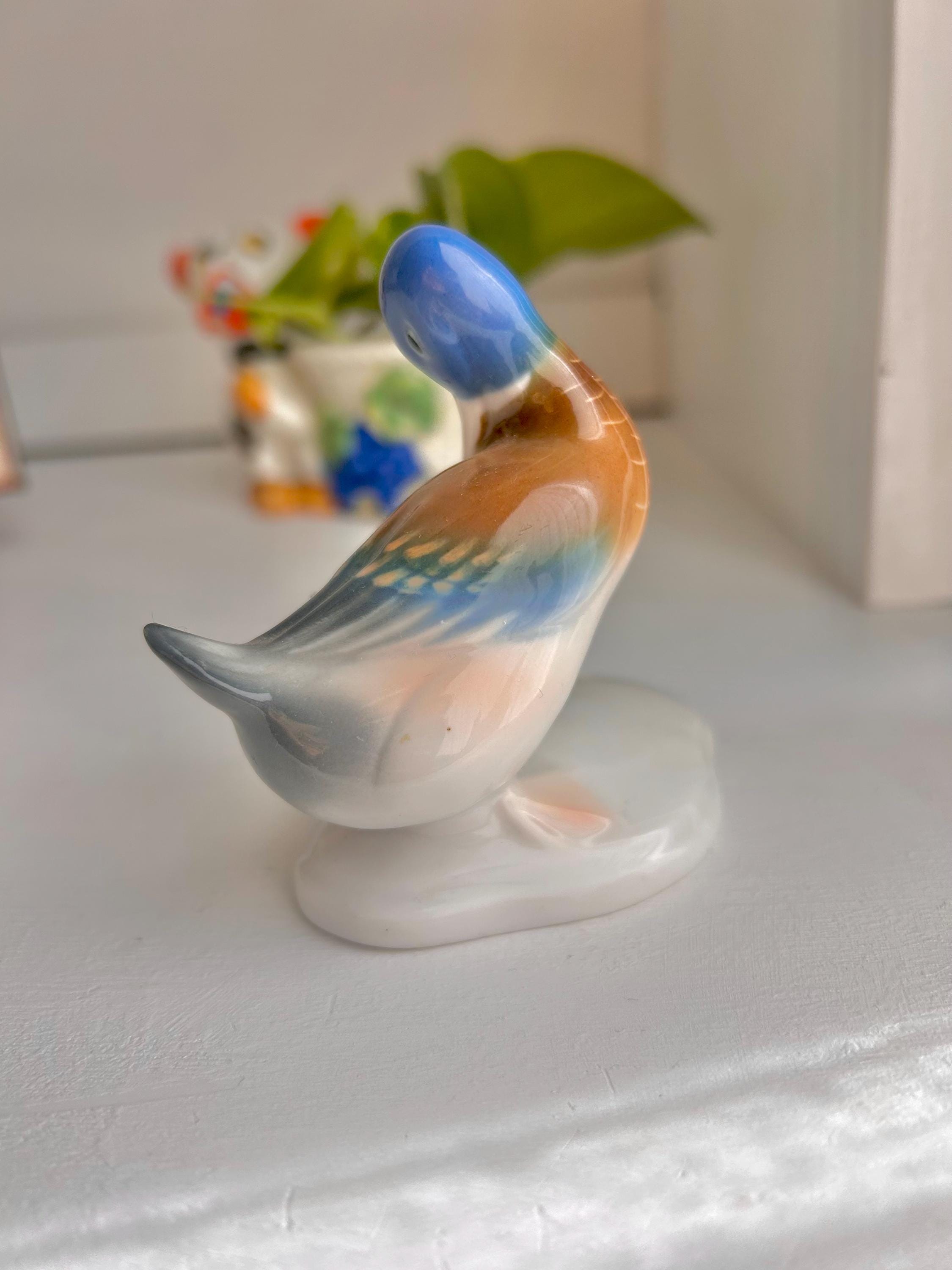 Metzler & Ortloff Vintage Duck and Frog Ceramic Figurine