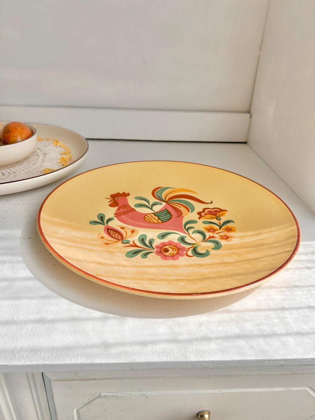 Vintage Taylor Smith & Taylor Rooster Plate: Cottage Farm Reveille Earthenware