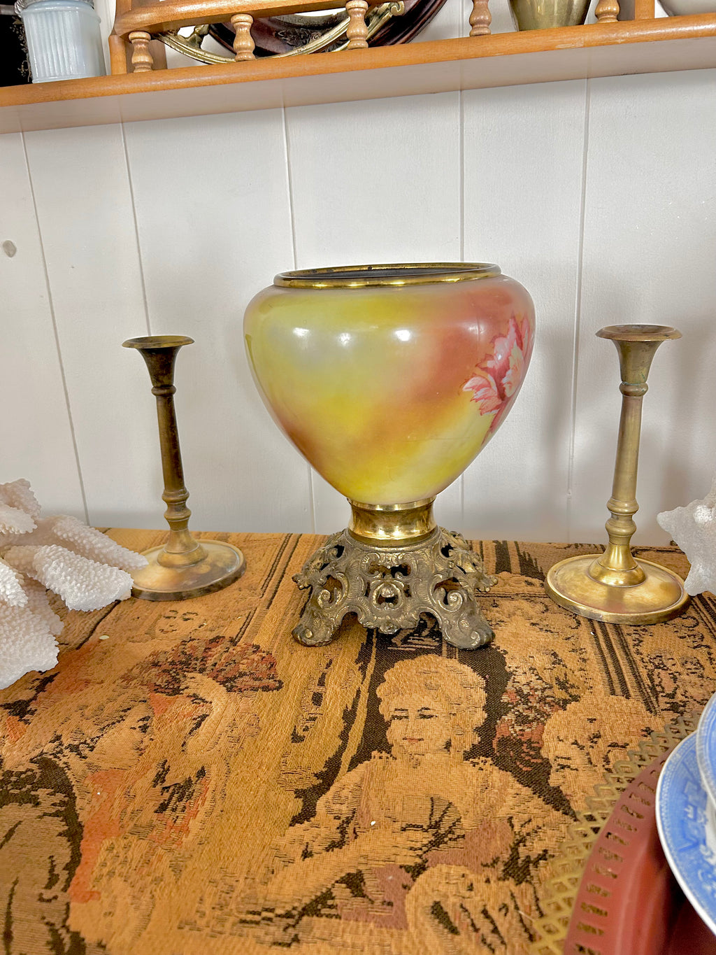Vintage Glass Hurricane Lamp Base