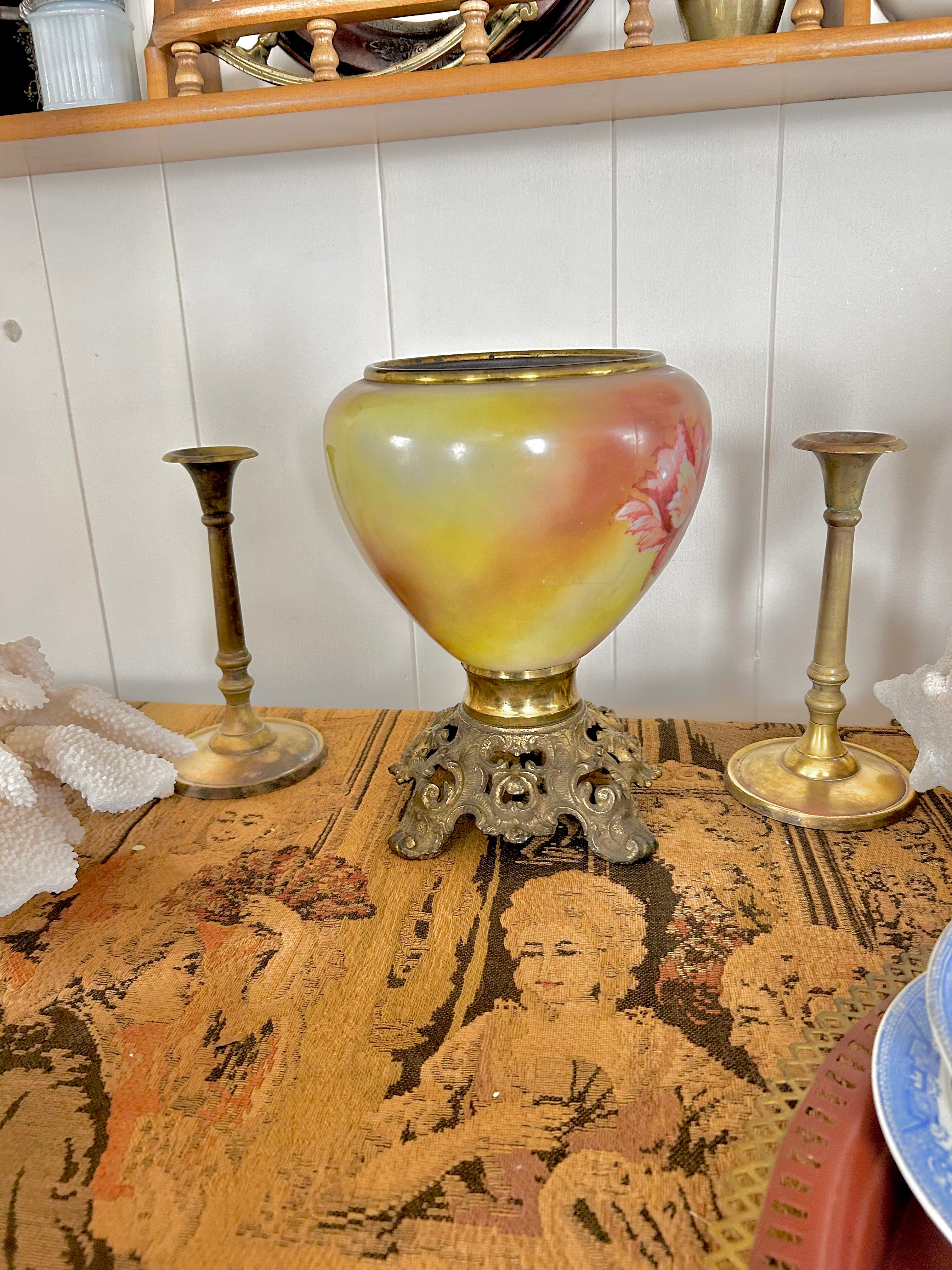 Vintage Glass Hurricane Lamp Base