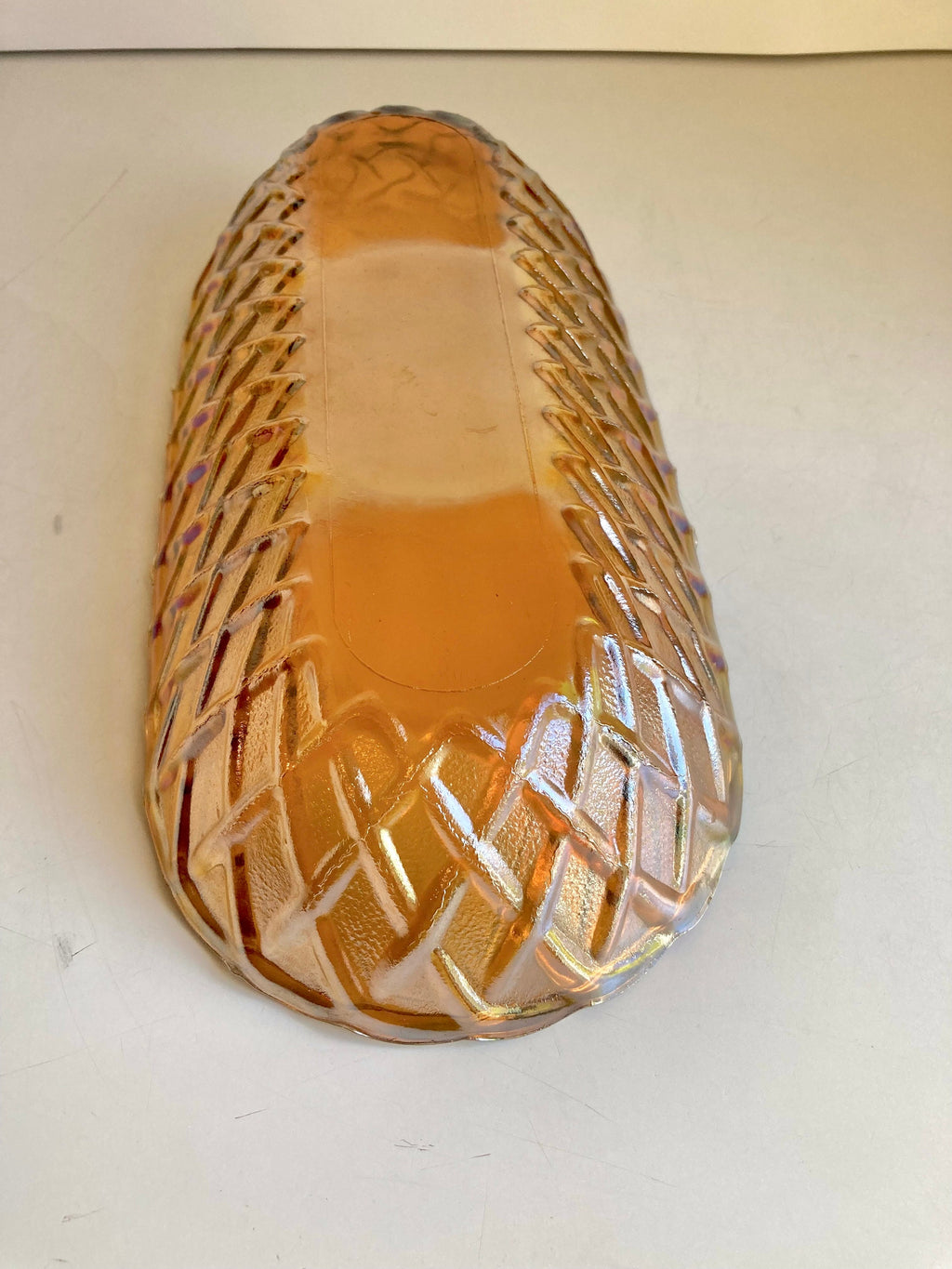 Vintage Amber Carnival Glass Bread Bowl: Indiana Glass Lattice Basketweave